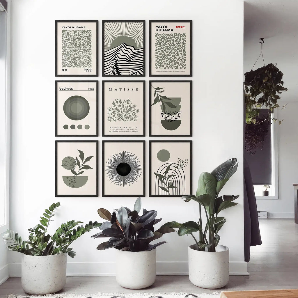 MCM Boho Abstract Wall Art Set of 9. Bauhaus, Matisse Prints