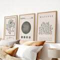 Sage Green Henri Matisse Botanical Art. Bauhaus Poster Set