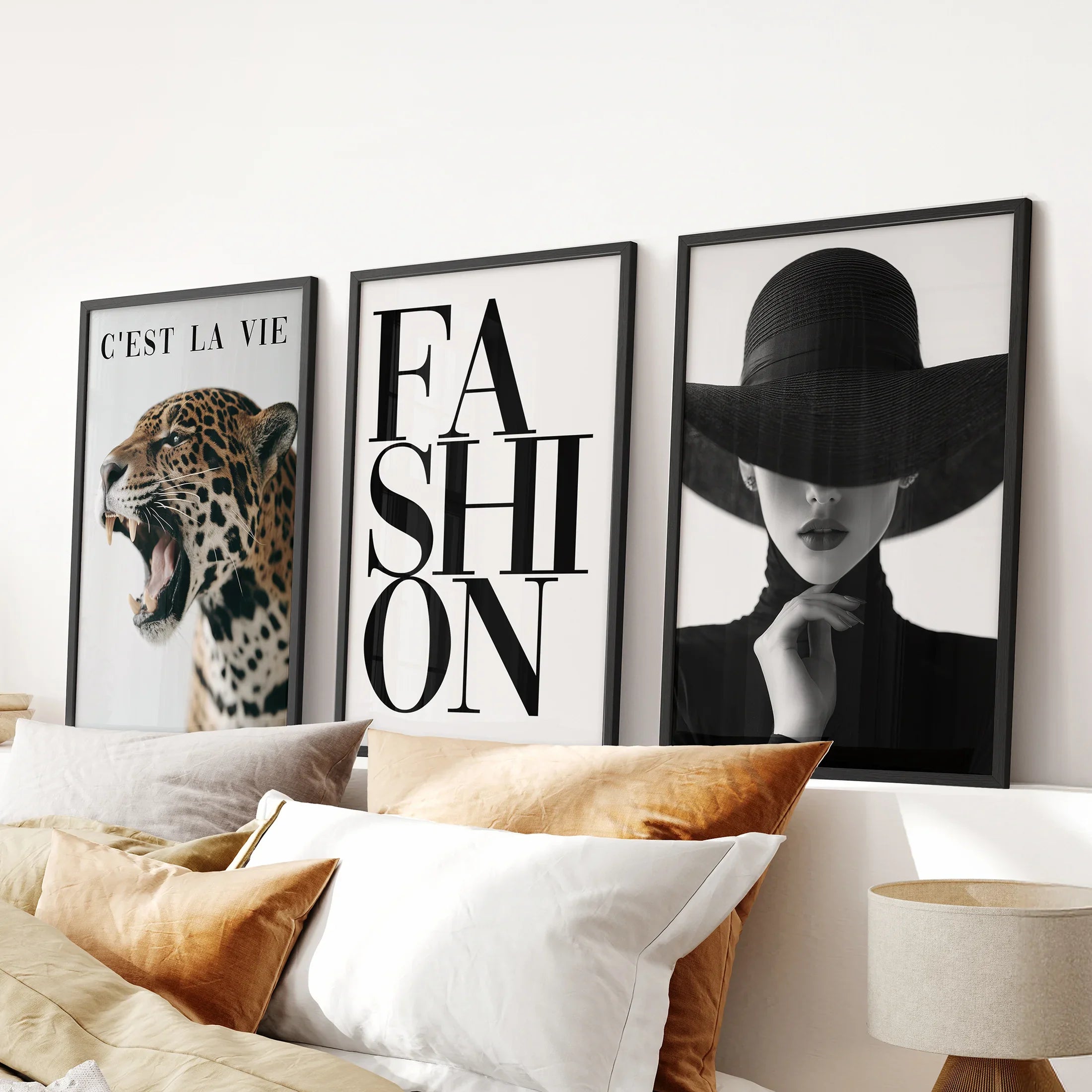 Modern Fashion Wall Art Set of 3. Leopard Print Aesthetic