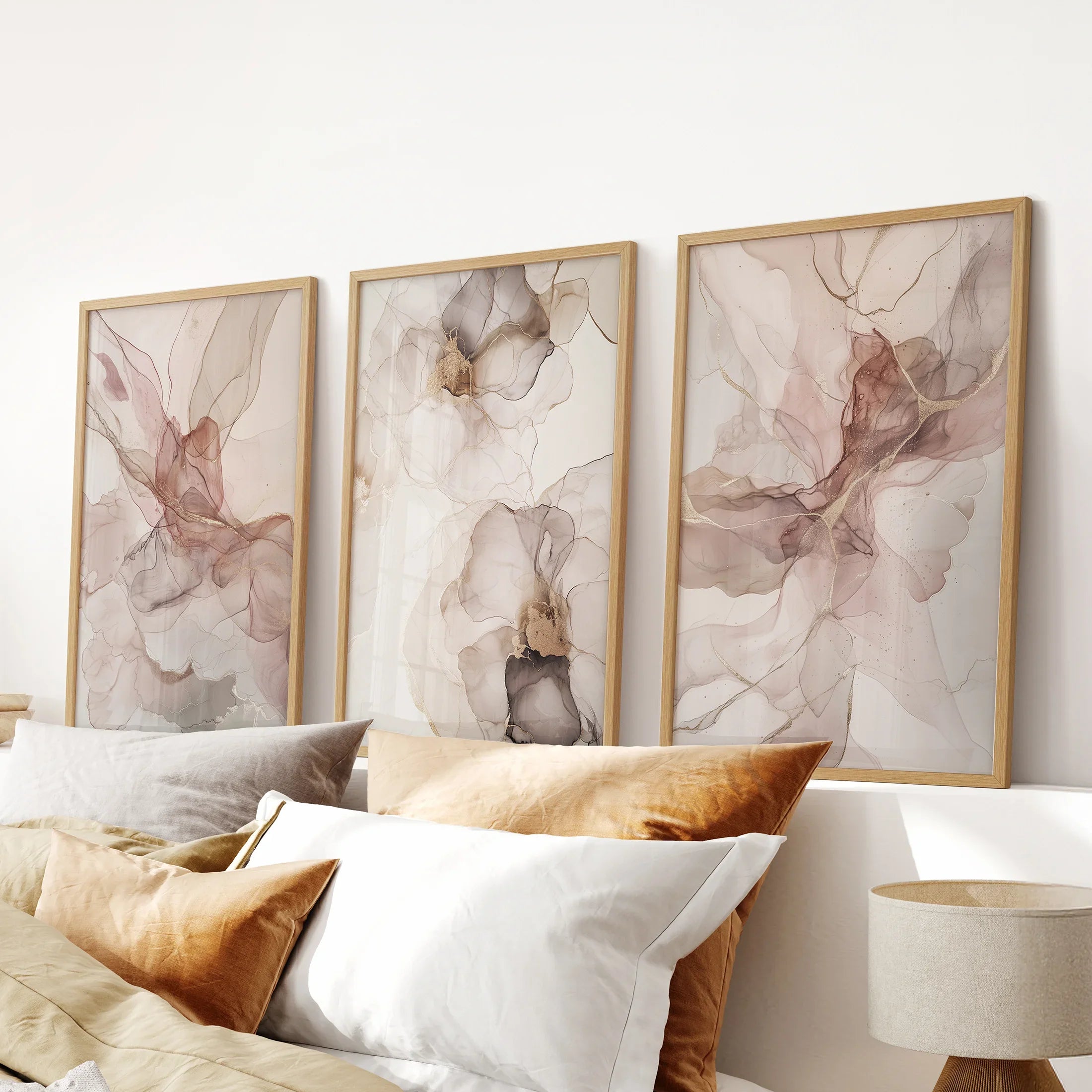 Neutral Watercolor Wall Art. Modern Minimalist Abstract Triptych