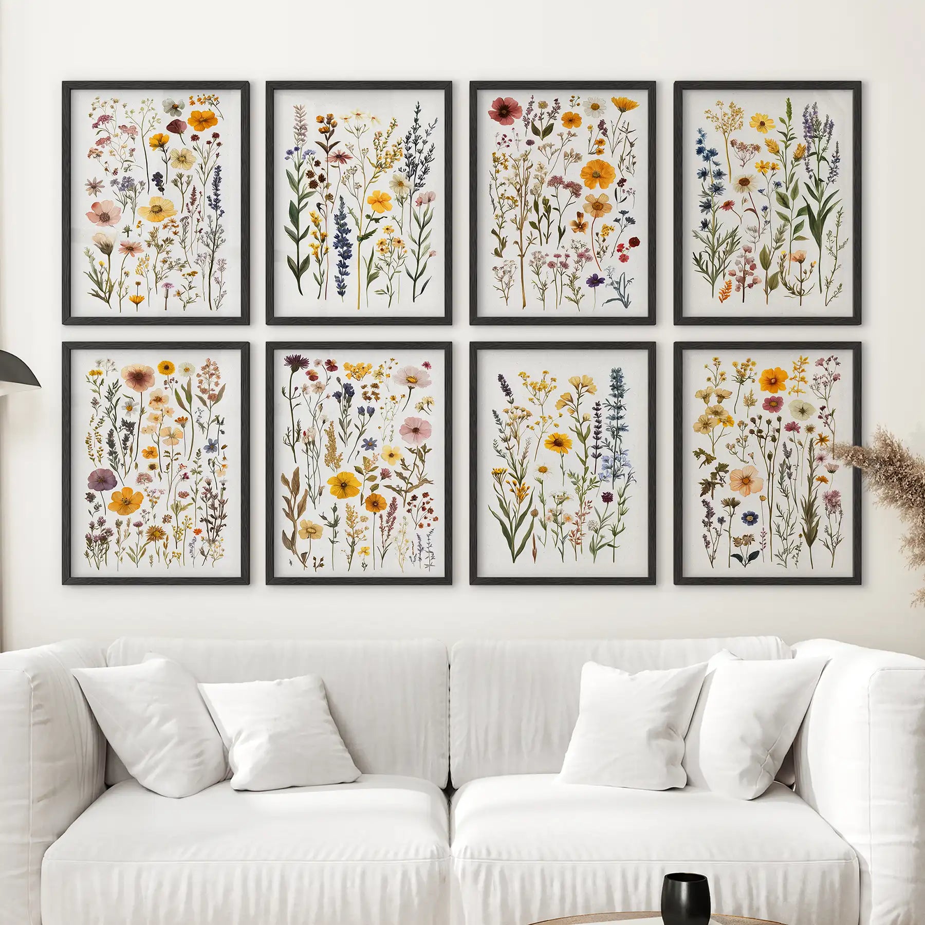 Wildflower Botanical Set of 8 Prints. Colorful Floral Art