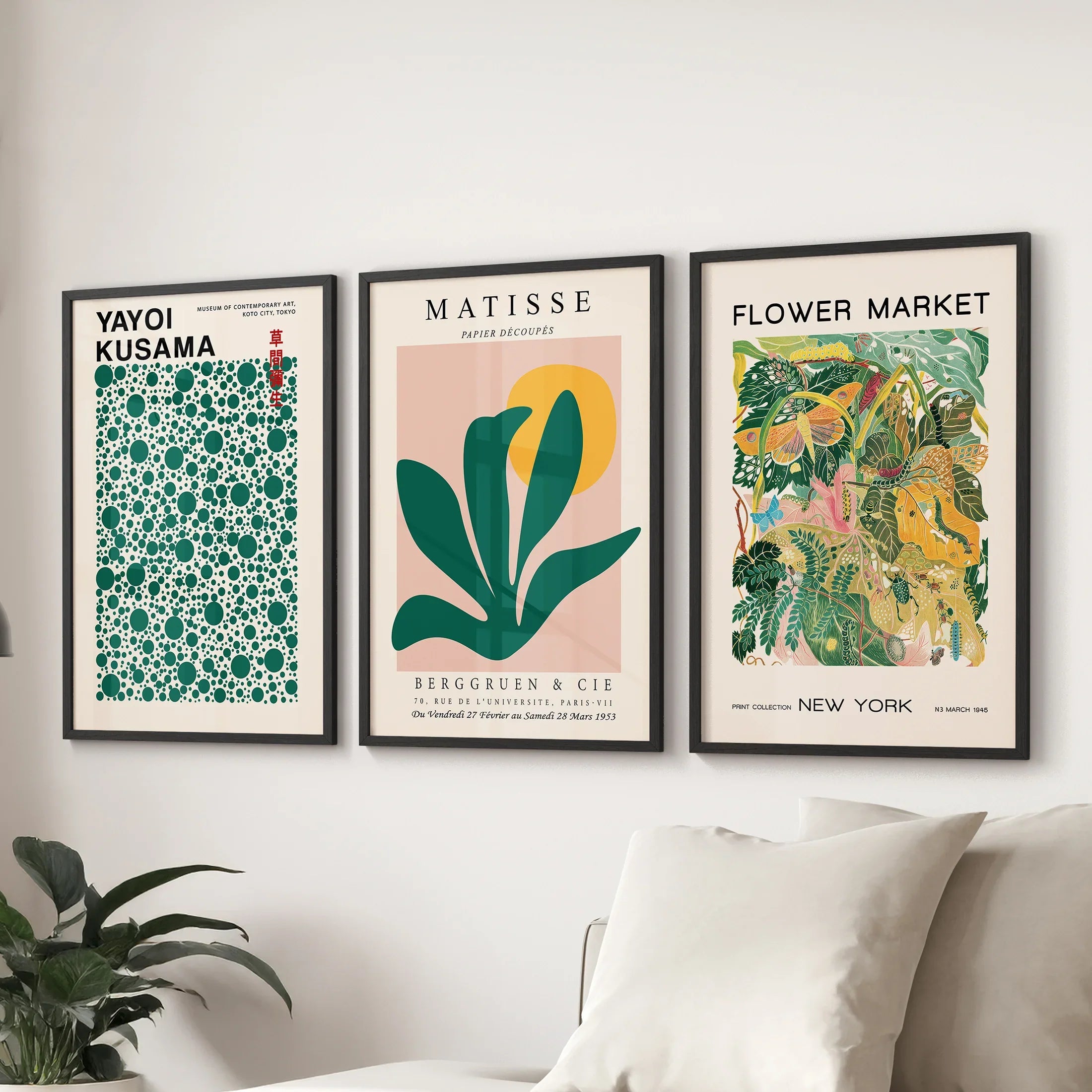 Colorful Matisse-Inspired Wall Art. Set of 3 Modern Abstract Prints
