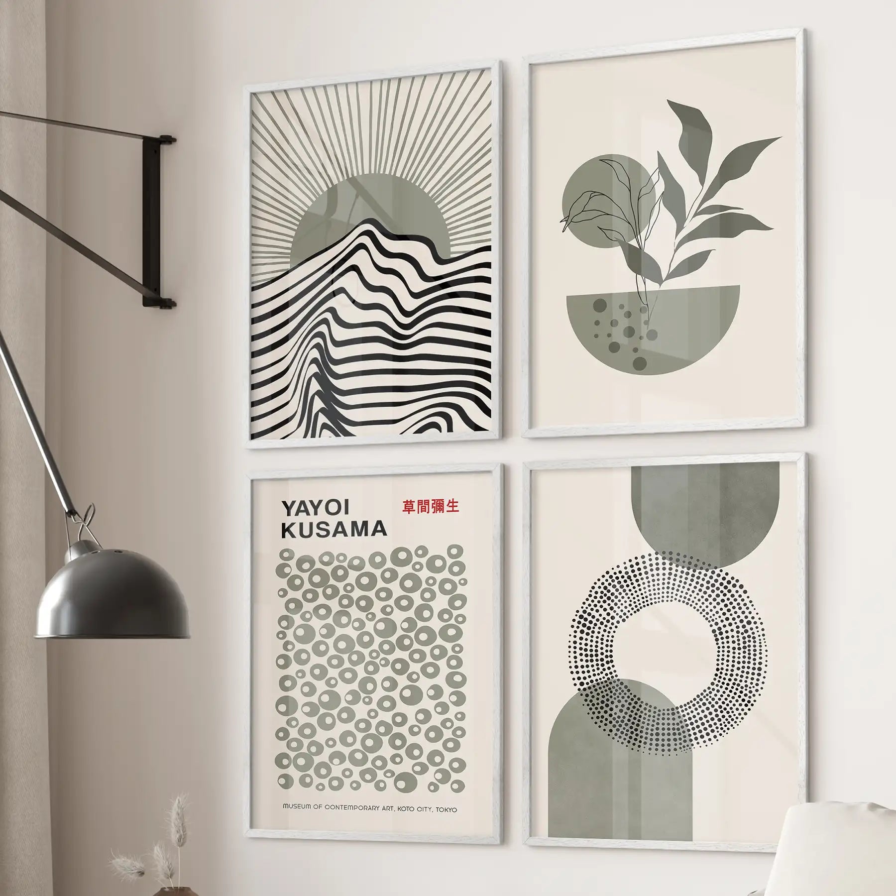 Yayoi Kusama, Bauhaus Inspired Wall Decor. Set of 4 Boho Art