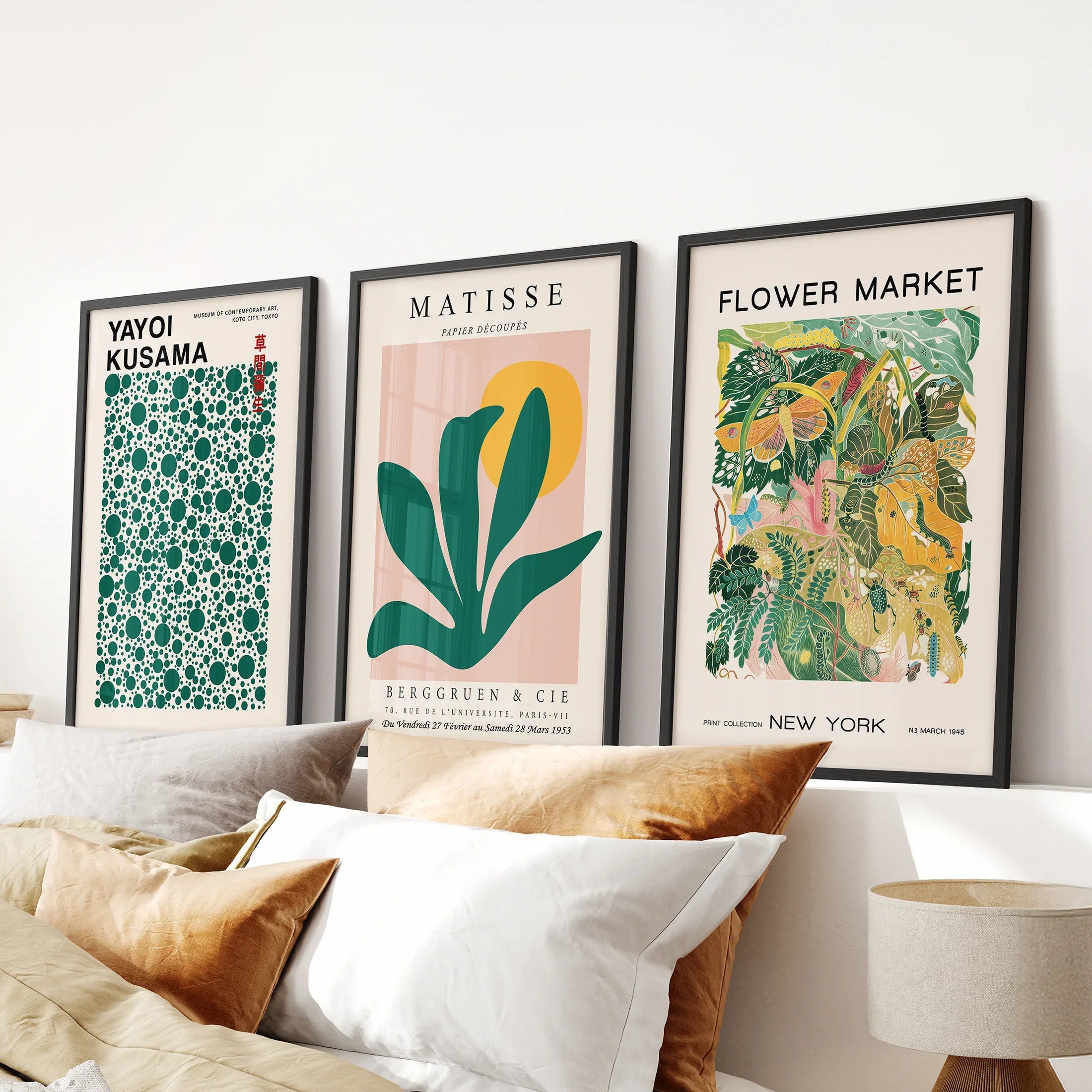 Colorful Matisse-Inspired Wall Art. Set of 3 Modern Abstract Prints
