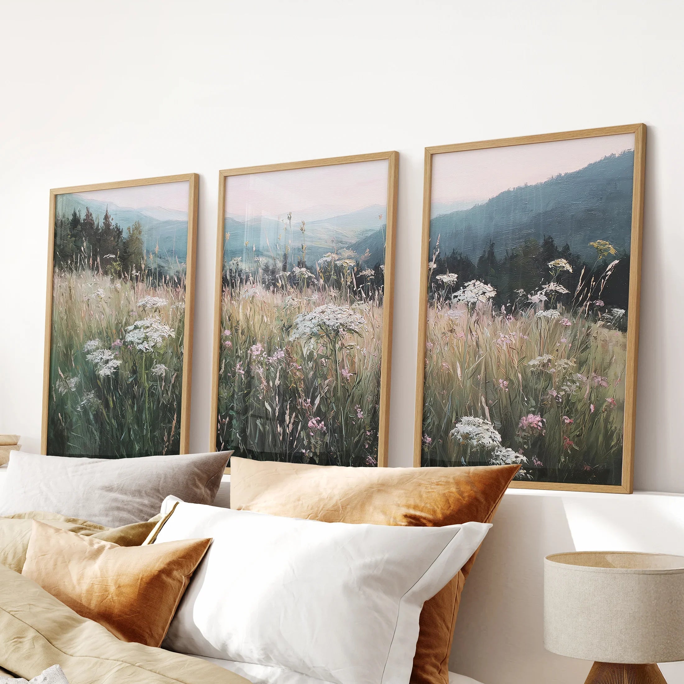 Meadow Landscape Wall Art Set of 3. Nature Prints