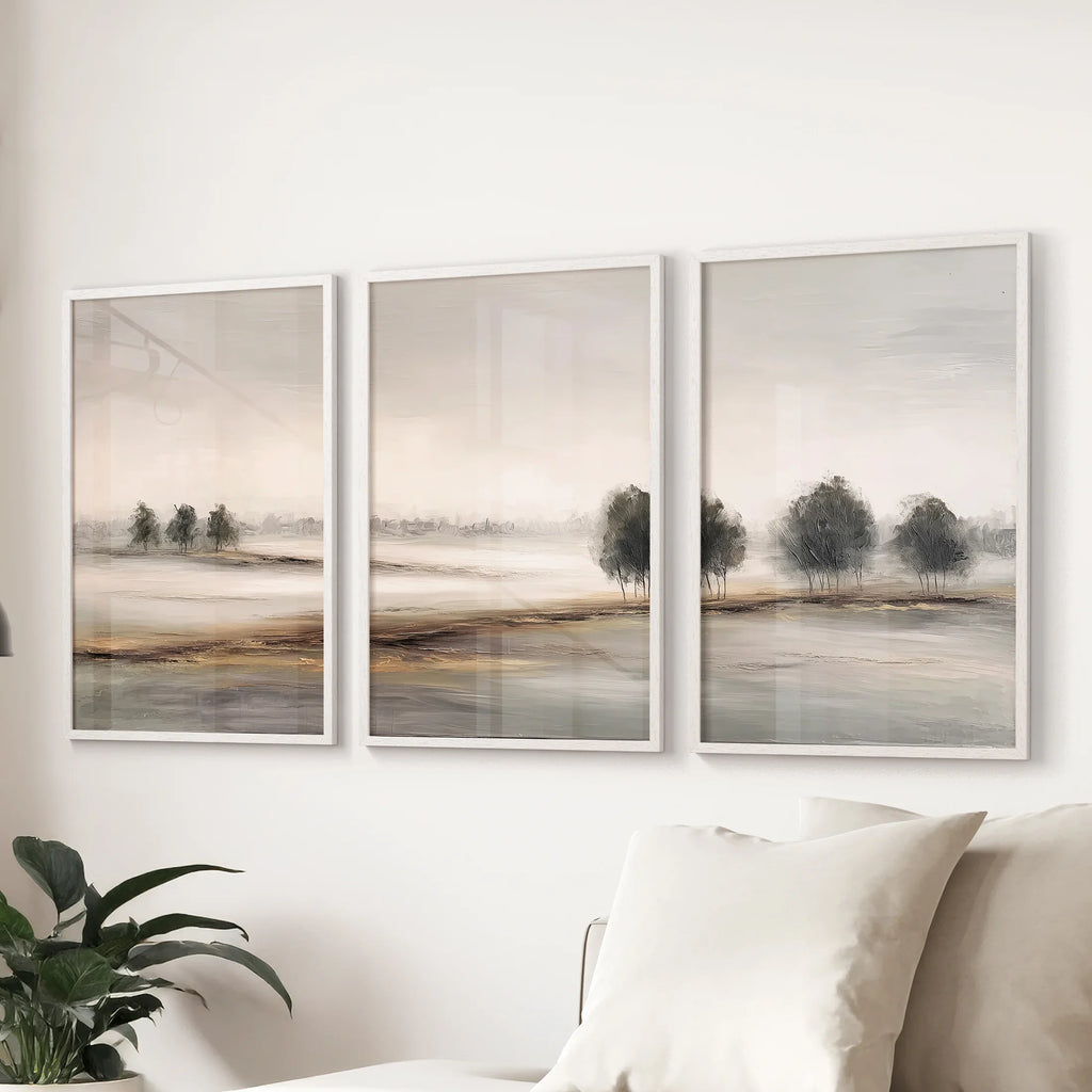 Scandinavian Autumn Landscape. Wall Art Set of 3 Prints