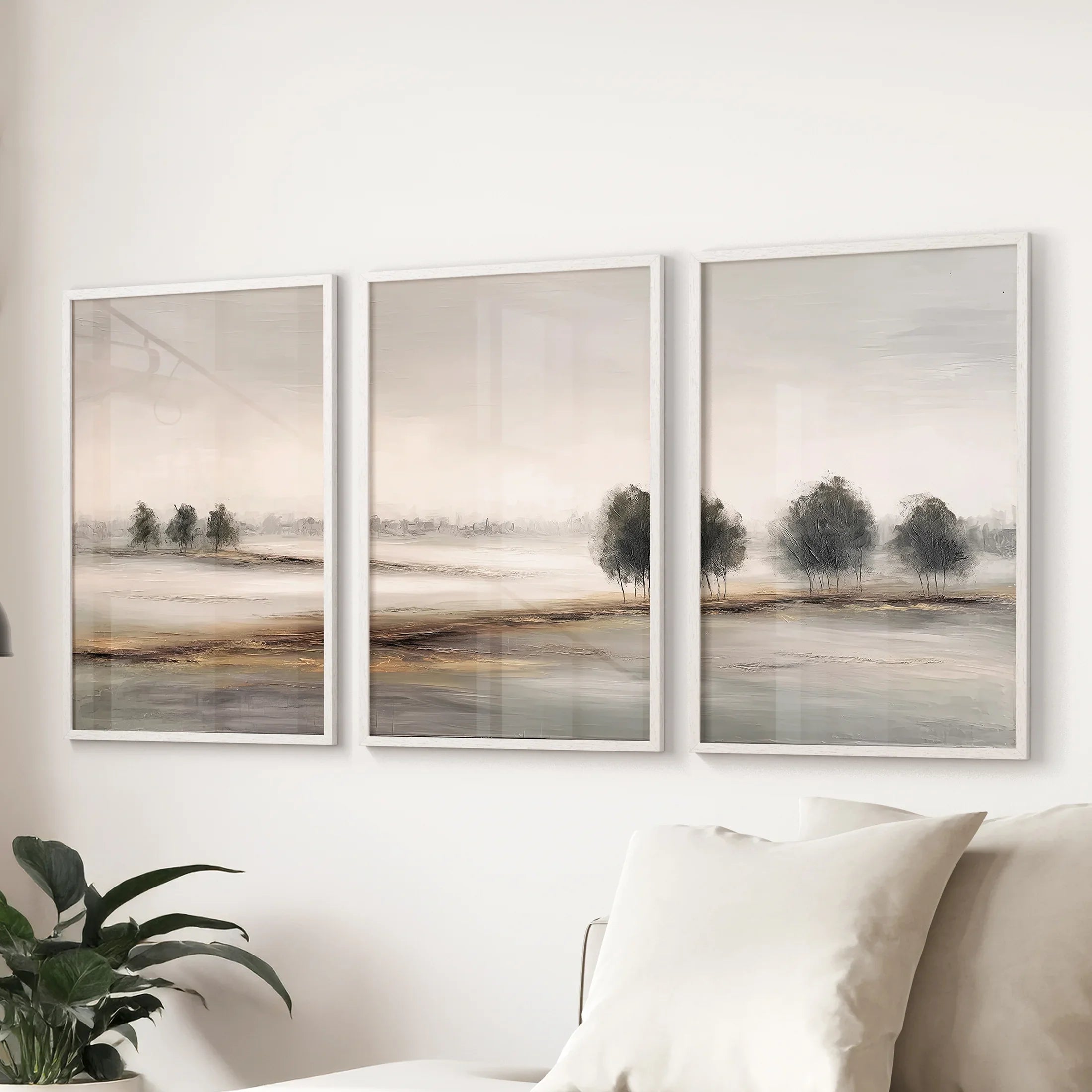 Scandinavian Autumn Landscape. Wall Art Set of 3 Prints