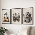 Halloween Set of 3 Wall Art. Ghost, Witch, Animals, Pumpkins