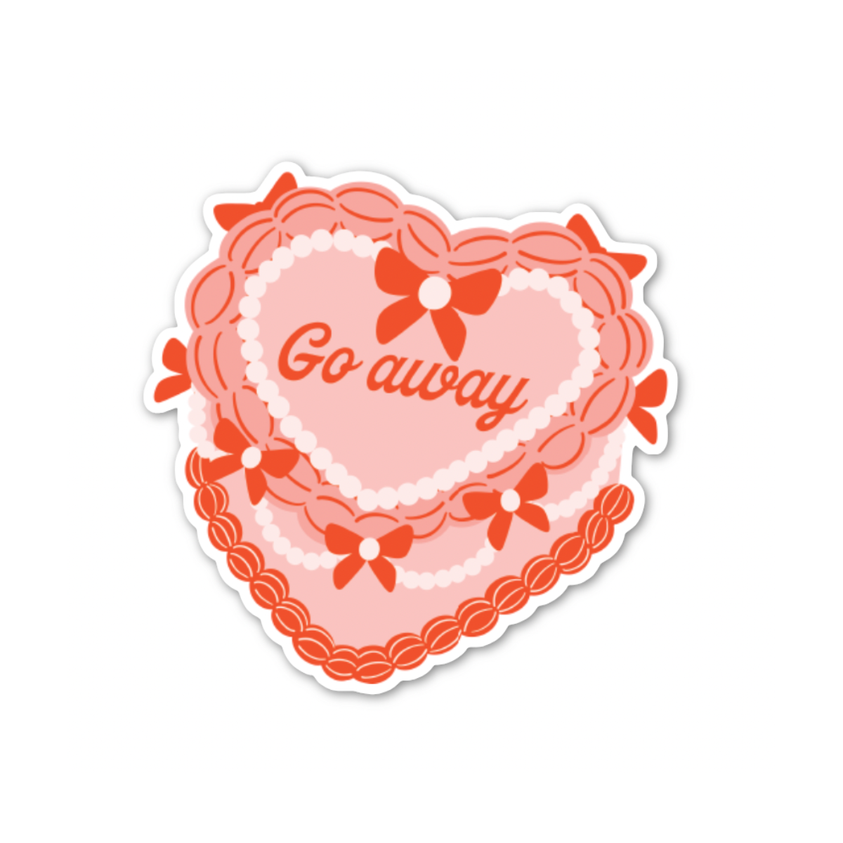 Go Away Heart Cake Sticker (funny, cute, gift, trendy)