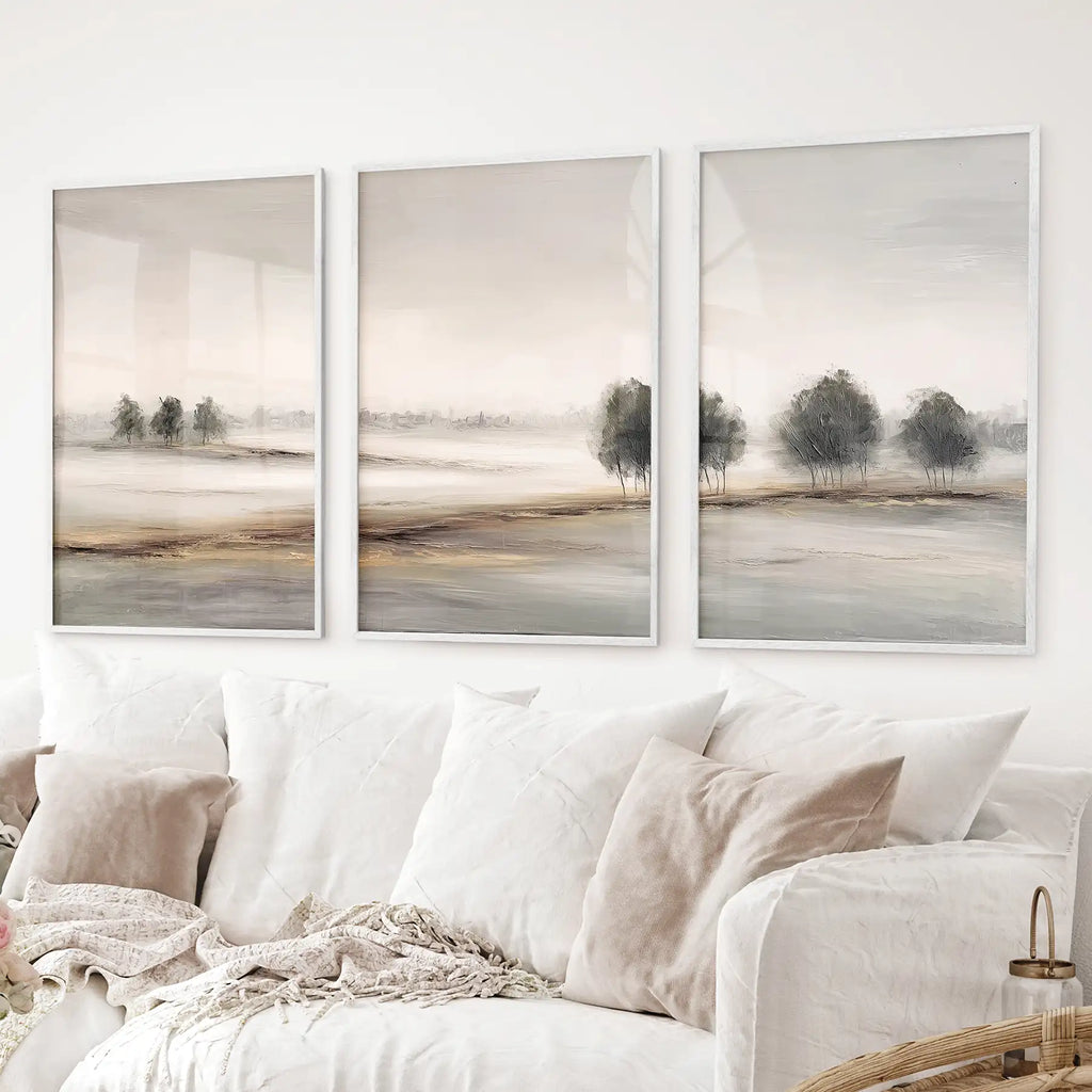 Scandinavian Autumn Landscape. Wall Art Set of 3 Prints