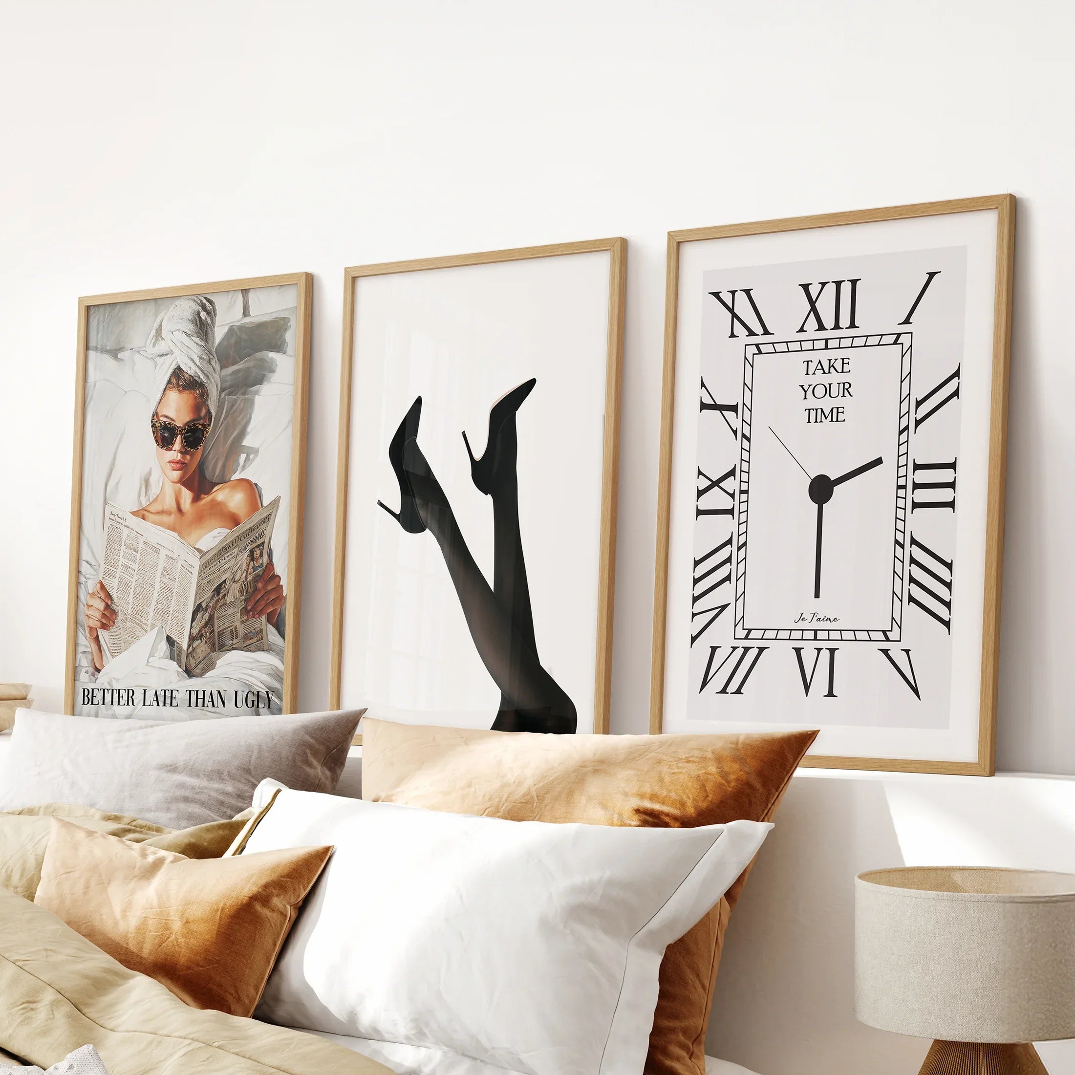 Elegant Glam Wall Art: Fashion Girl, Heels. Set of 3 Prints
