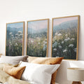 Wildflower Field at Sunset – Nature Wall Art Set of 3