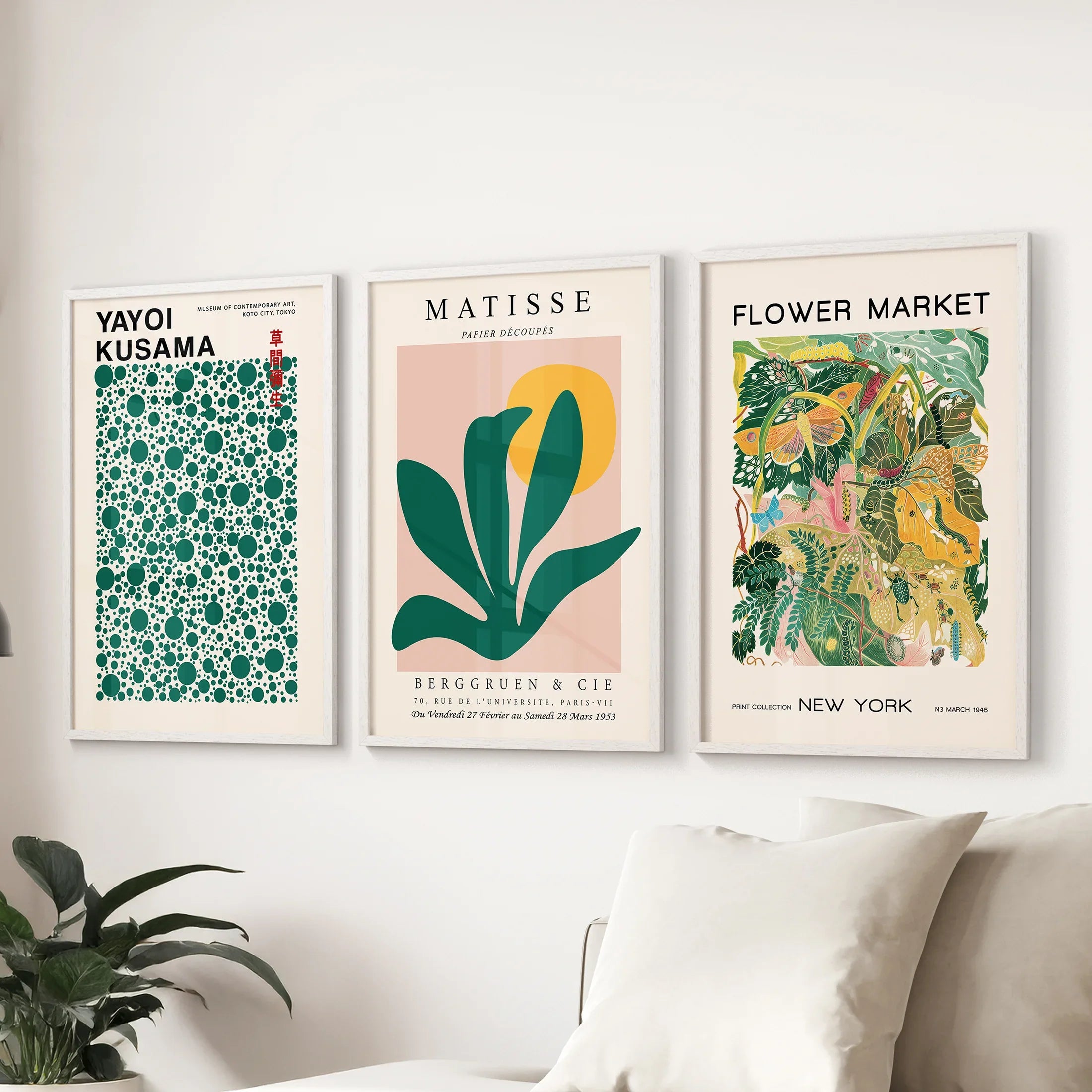 Colorful Matisse-Inspired Wall Art. Set of 3 Modern Abstract Prints