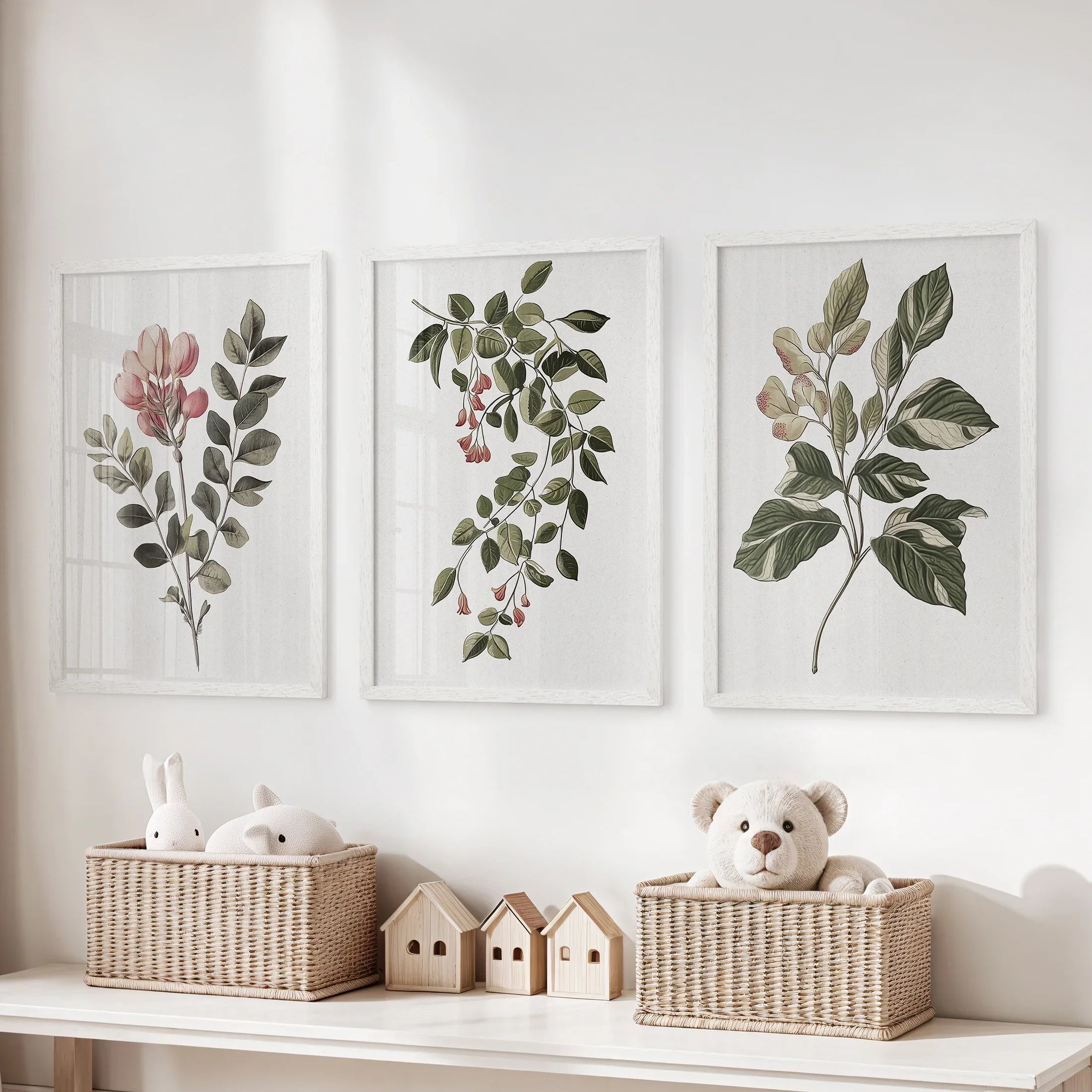 Floral Set of 3 Piece Wall Art. Magnolia, Honeysuckle Prints