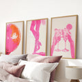 Funky Preppy Pink Wall Art. Set of 3 Girl Power Posters for Apartment or Dorm