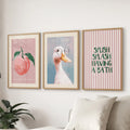 Humorous Bathroom Quotes Wall Art: Funny Duck, Peach Prints