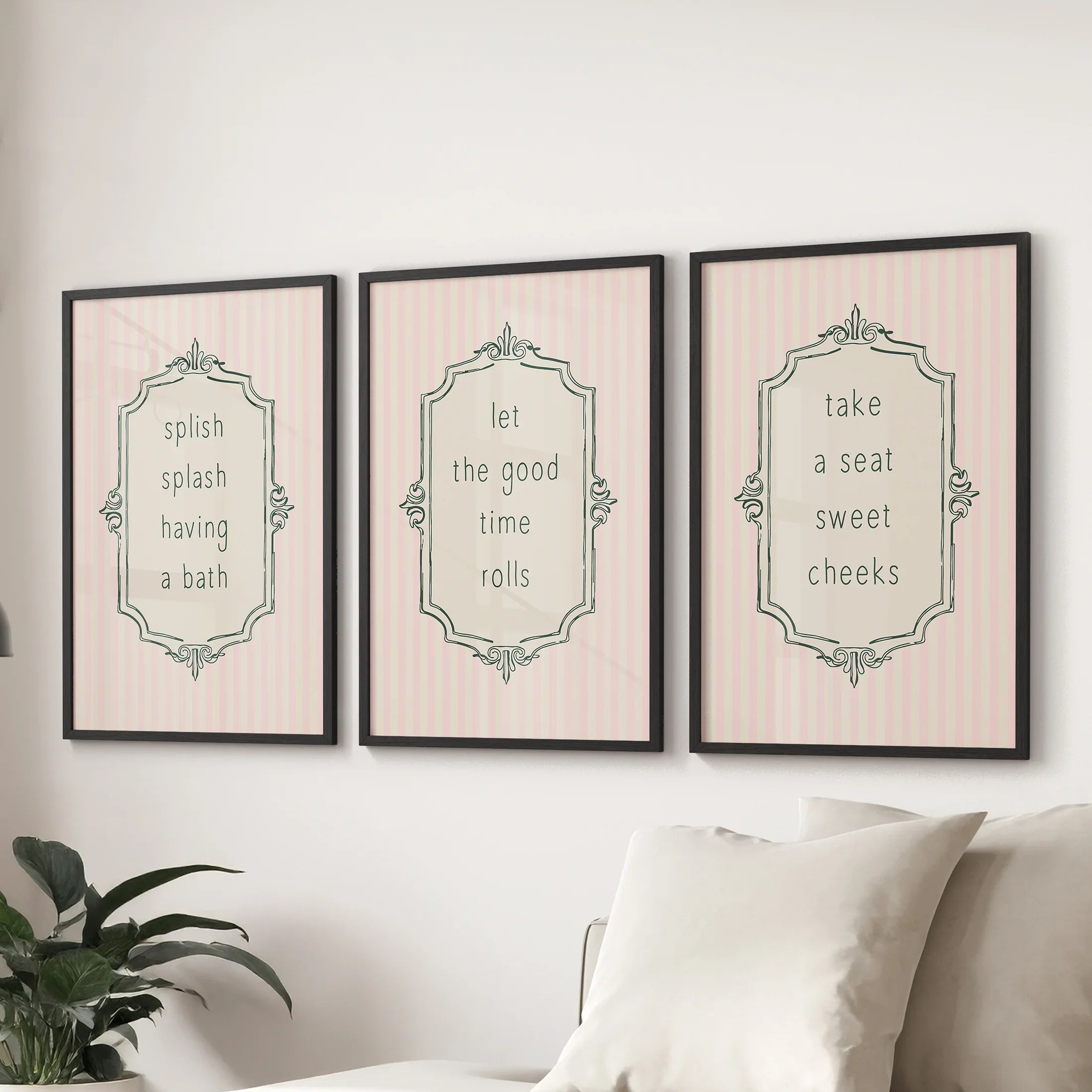 Funny Bathroom Art. Set of 3 Typography Quote Prints