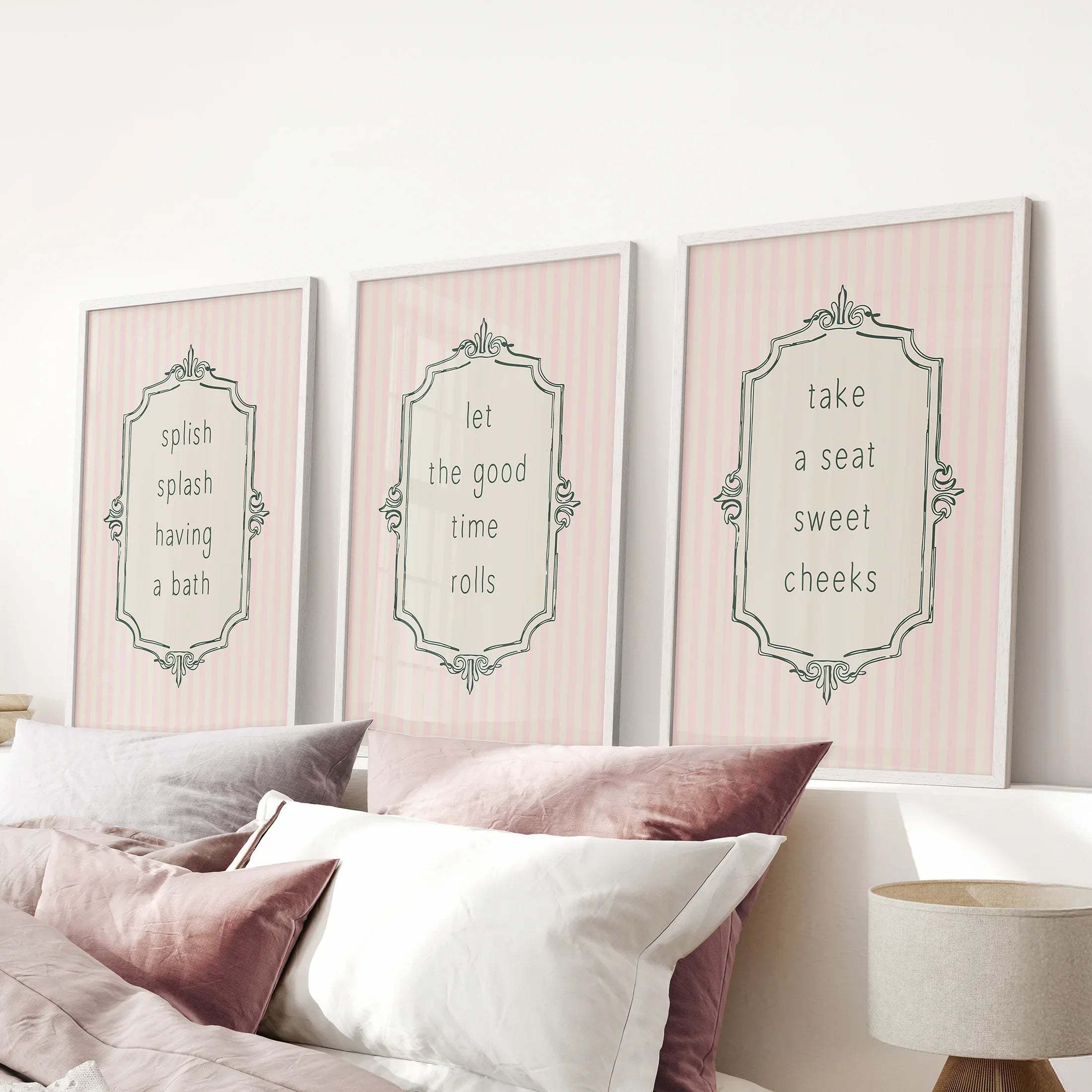 Funny Bathroom Art. Set of 3 Typography Quote Prints
