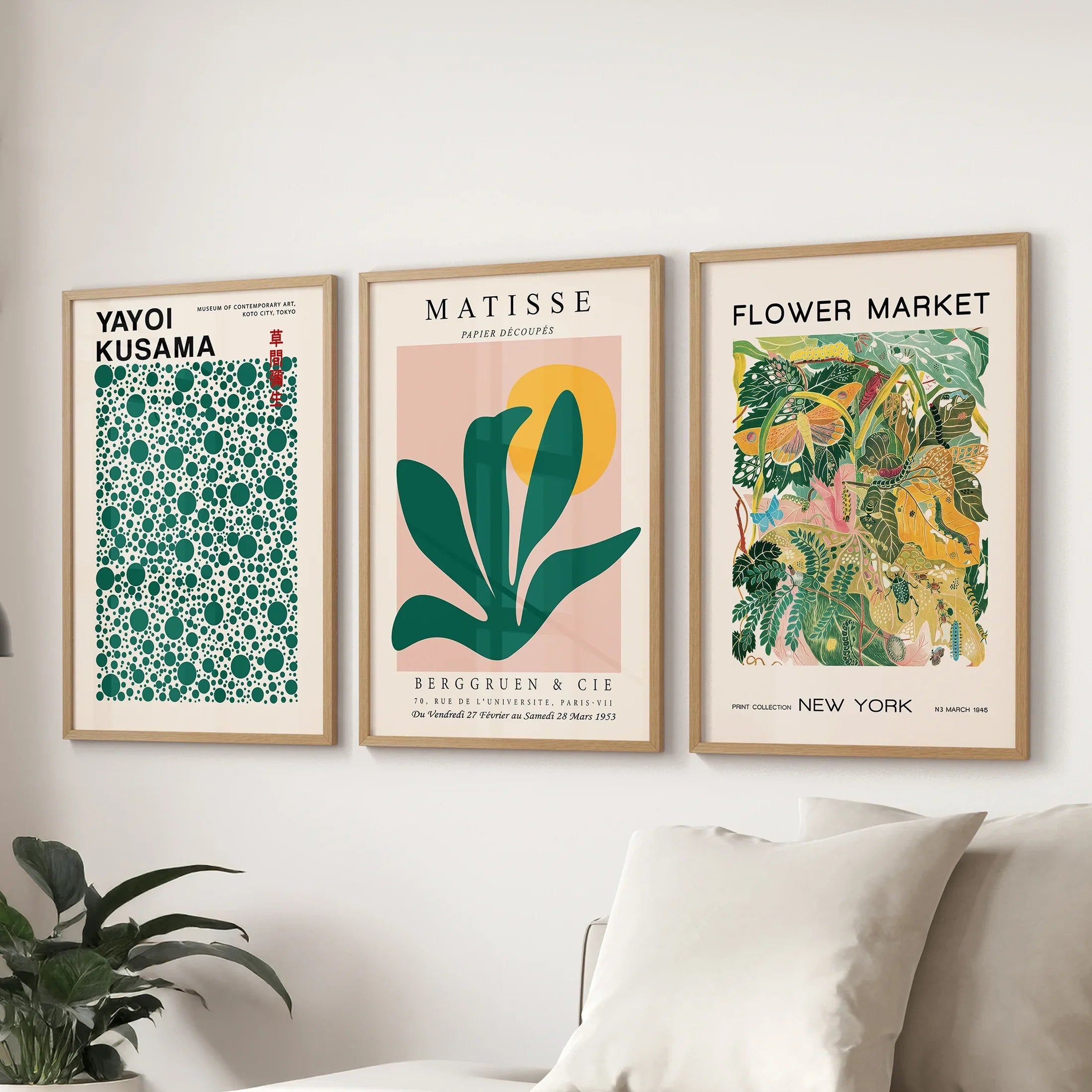 Colorful Matisse-Inspired Wall Art. Set of 3 Modern Abstract Prints