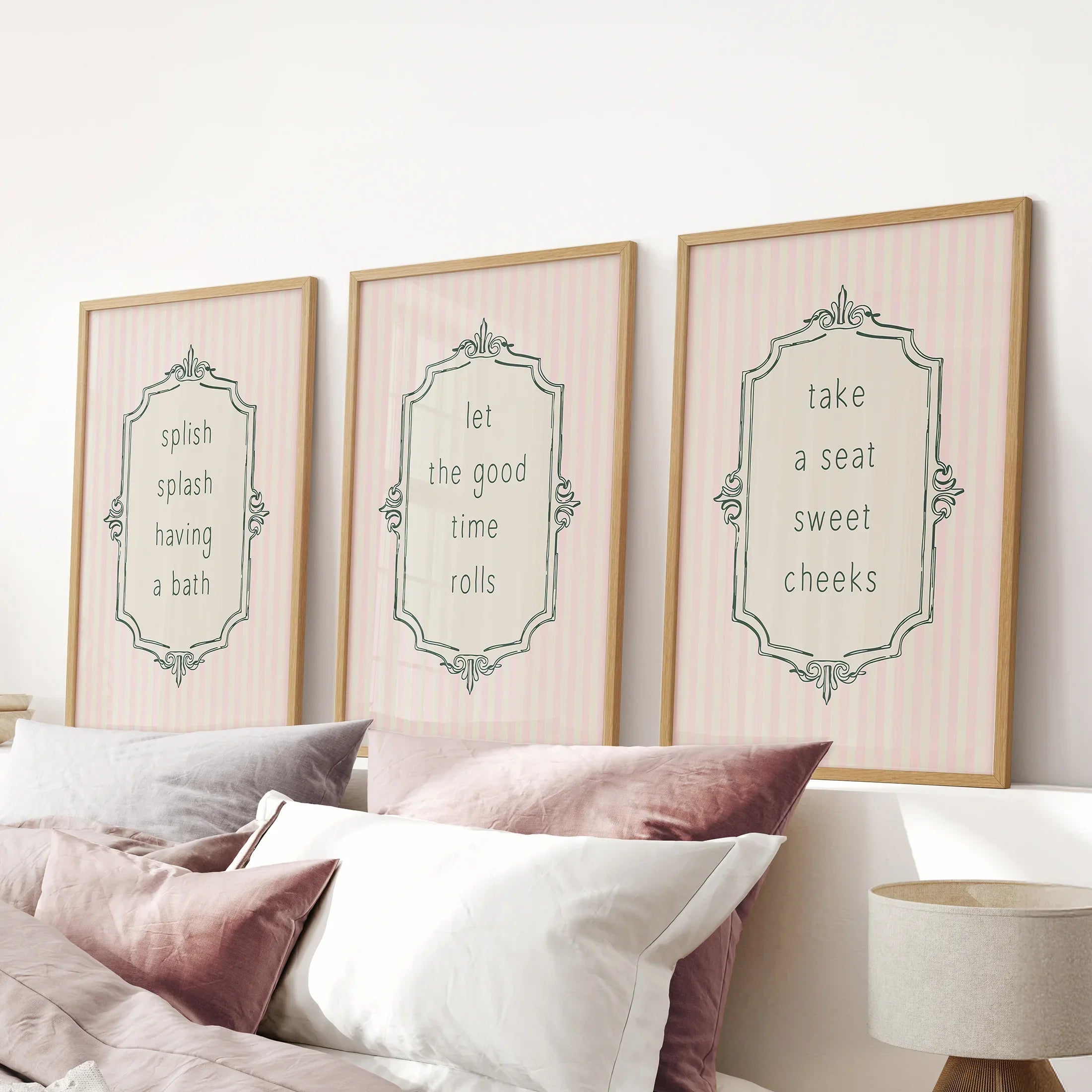 Funny Bathroom Art. Set of 3 Typography Quote Prints
