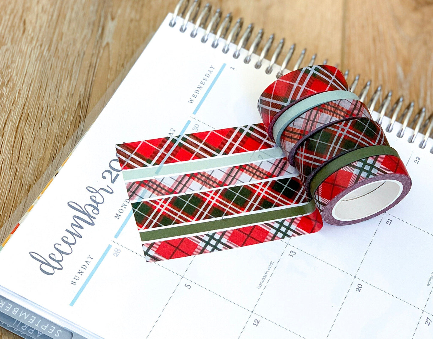 Christmas Plaid Tartan Red & Green Holiday Washi Tape Set (#W002)