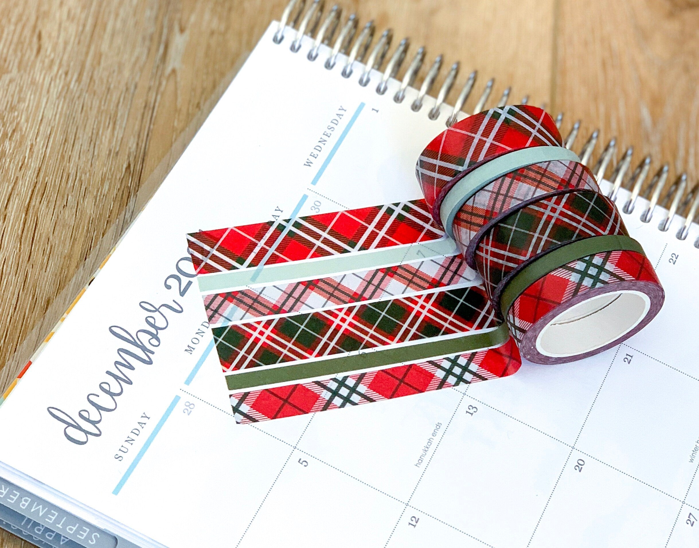 Christmas Plaid Tartan Red & Green Holiday Washi Tape Set (#W002)