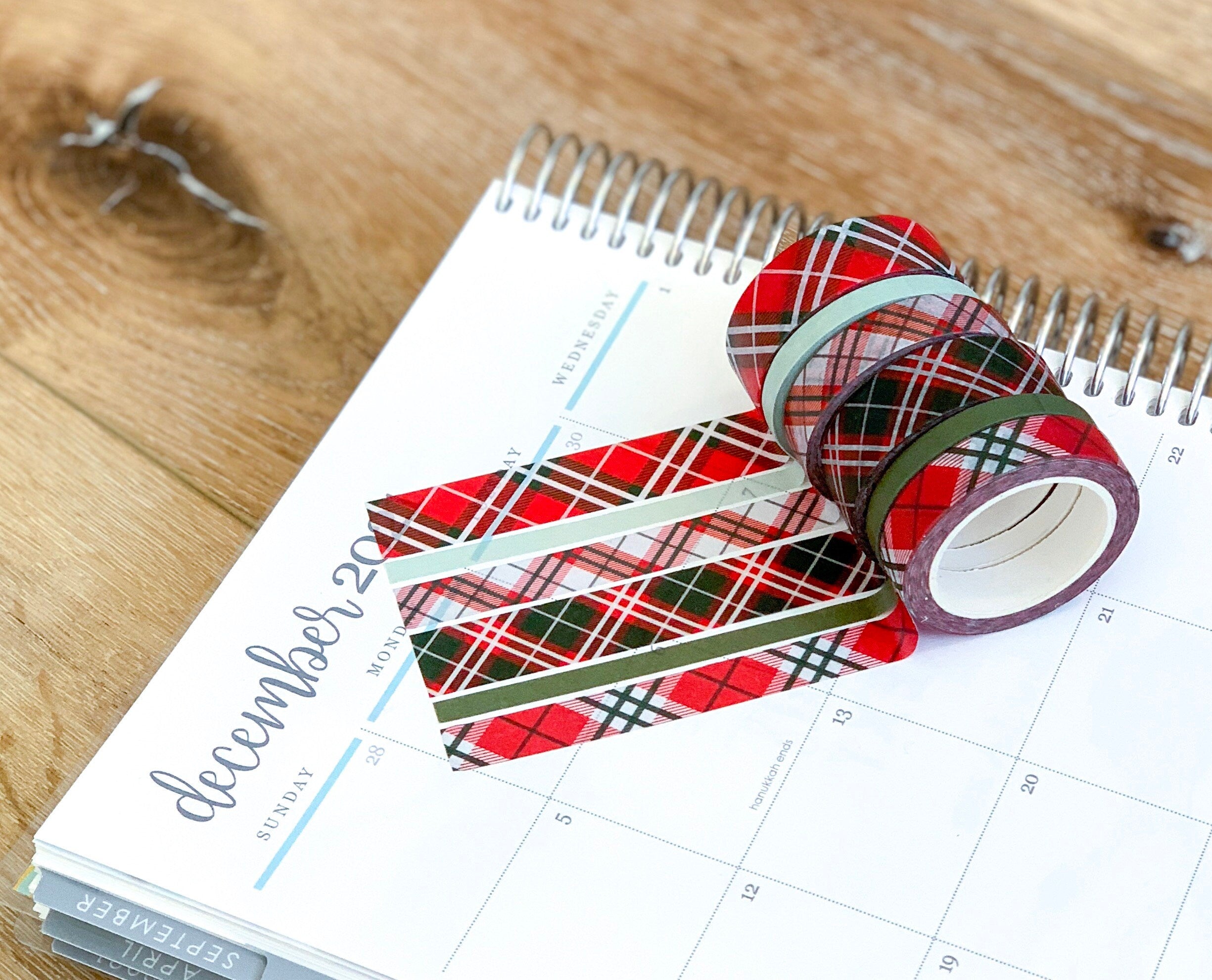 Christmas Plaid Tartan Red & Green Holiday Washi Tape Set (#W002)