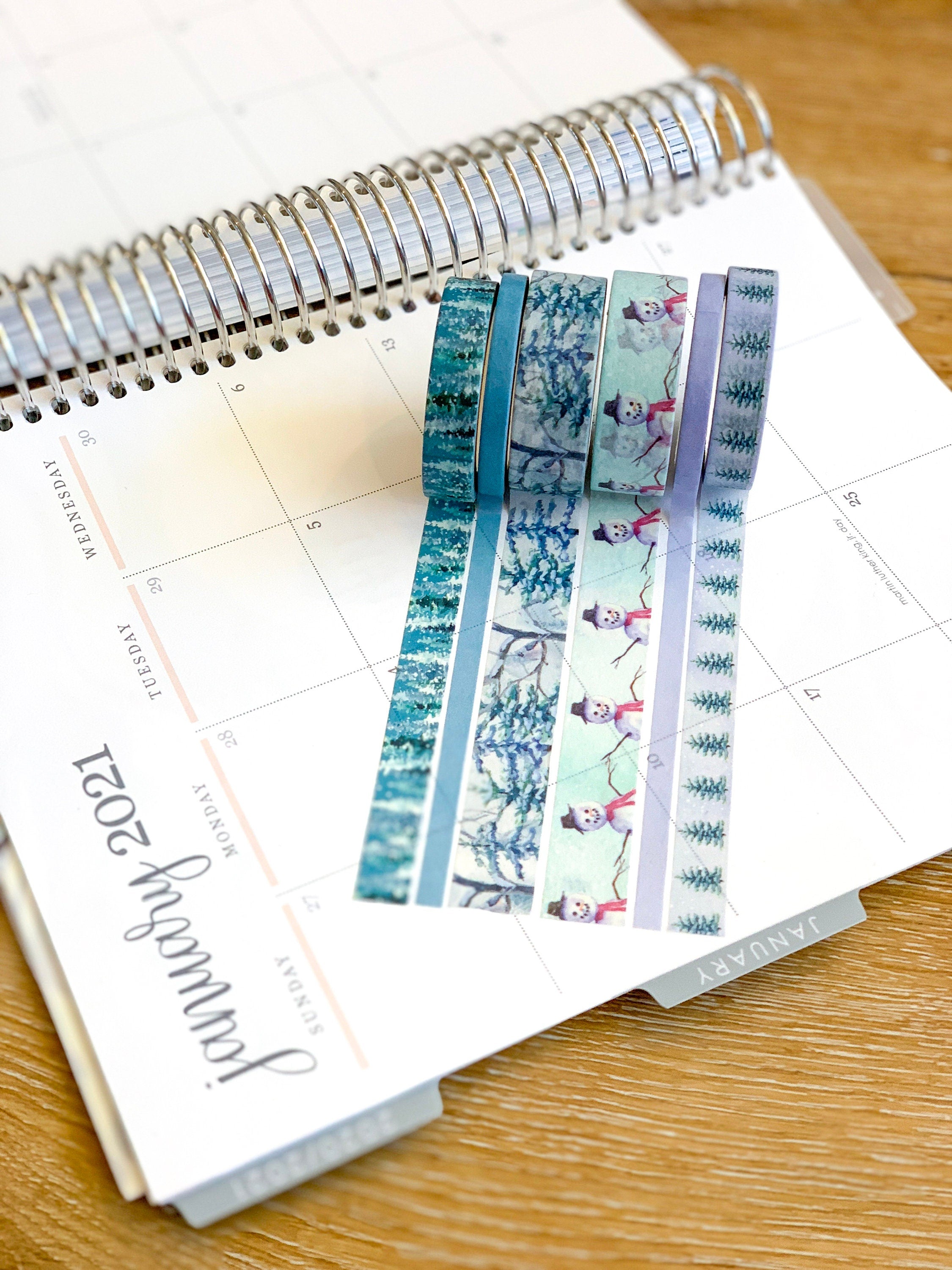 Winter Snowman Snowy Trees Forest Periwinkle Washi Tape Set (#W006)