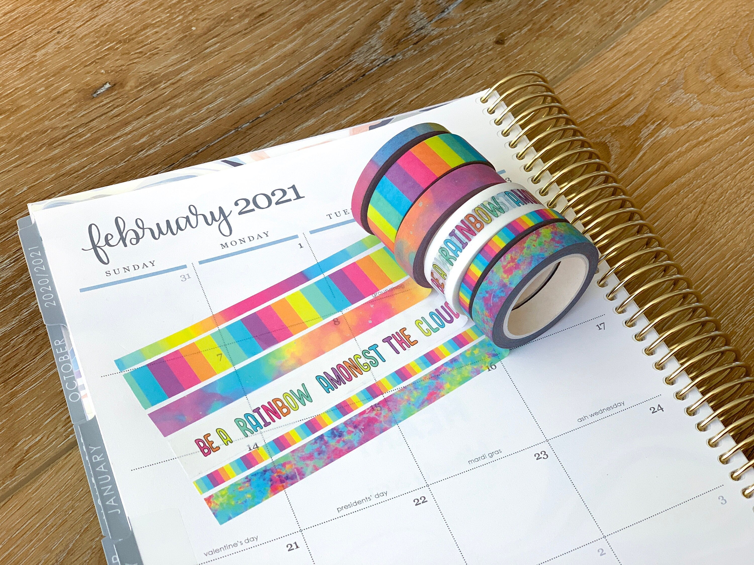 Rainbow Stripes Tie Dye Watercolor Colors Washi Tape Set (#W015)