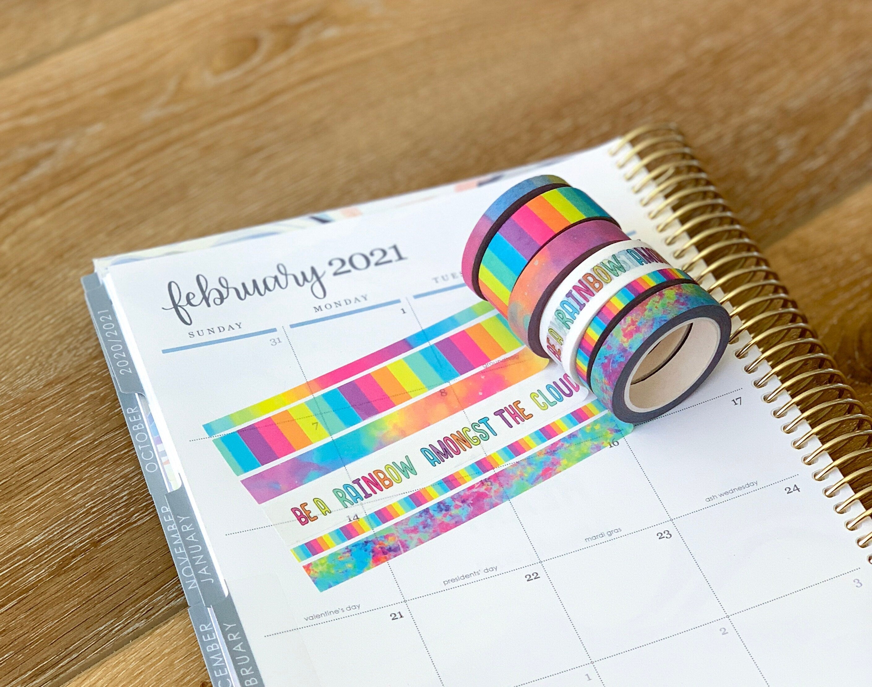 Rainbow Stripes Tie Dye Watercolor Colors Washi Tape Set (#W015)