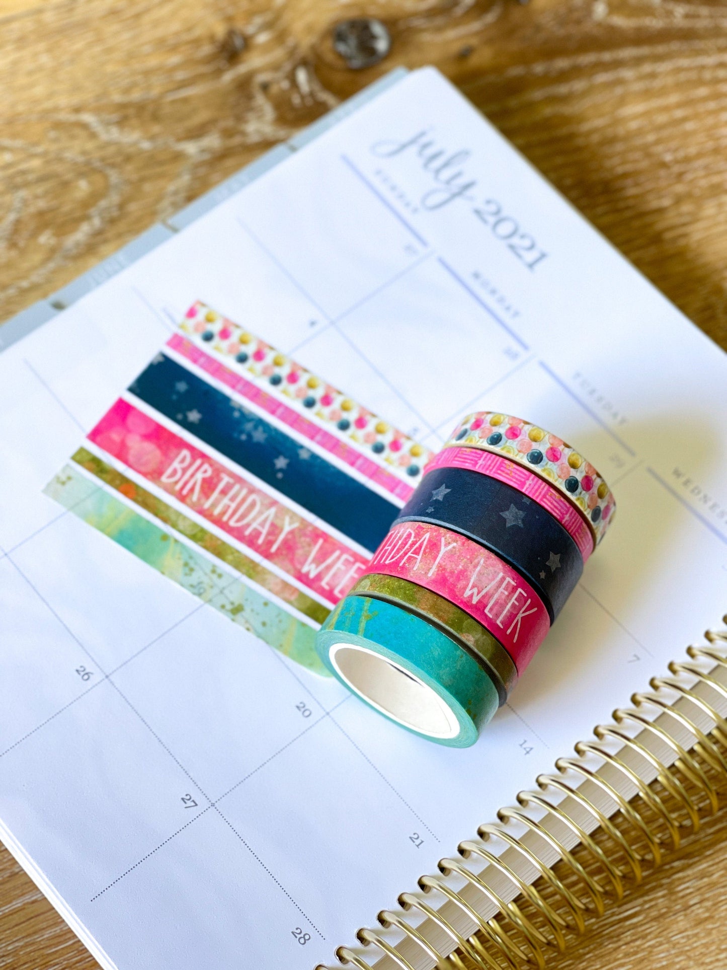 Birthday Week Navy & Pink Celebration Party Washi Tape Set (#W026)