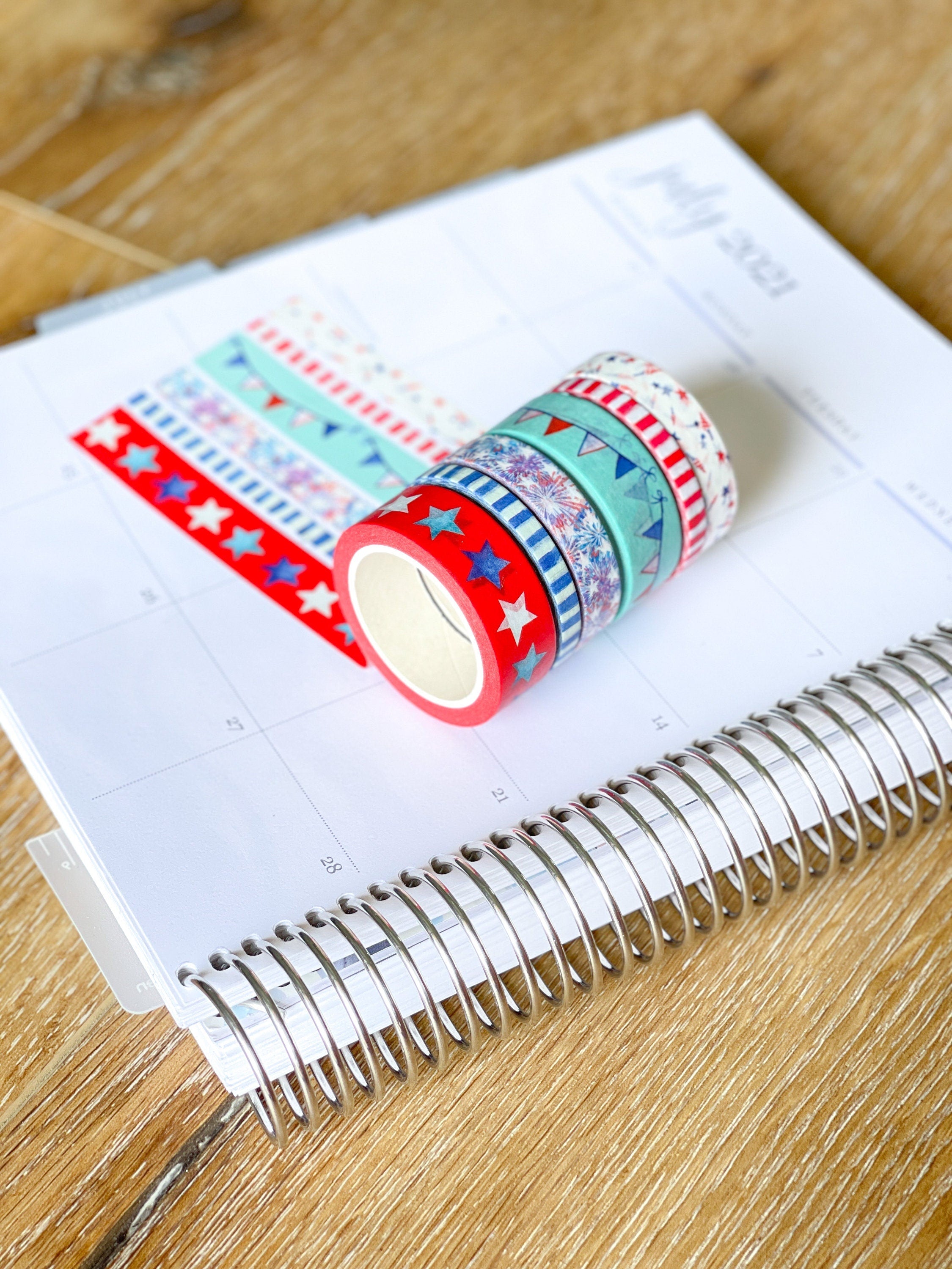 4th Of July Red White & Blue Star Stripes Washi Tape Set (#W025)