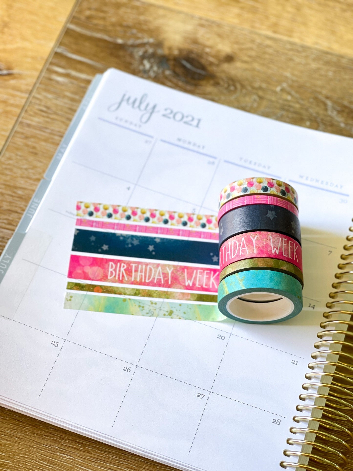 Birthday Week Navy & Pink Celebration Party Washi Tape Set (#W026)