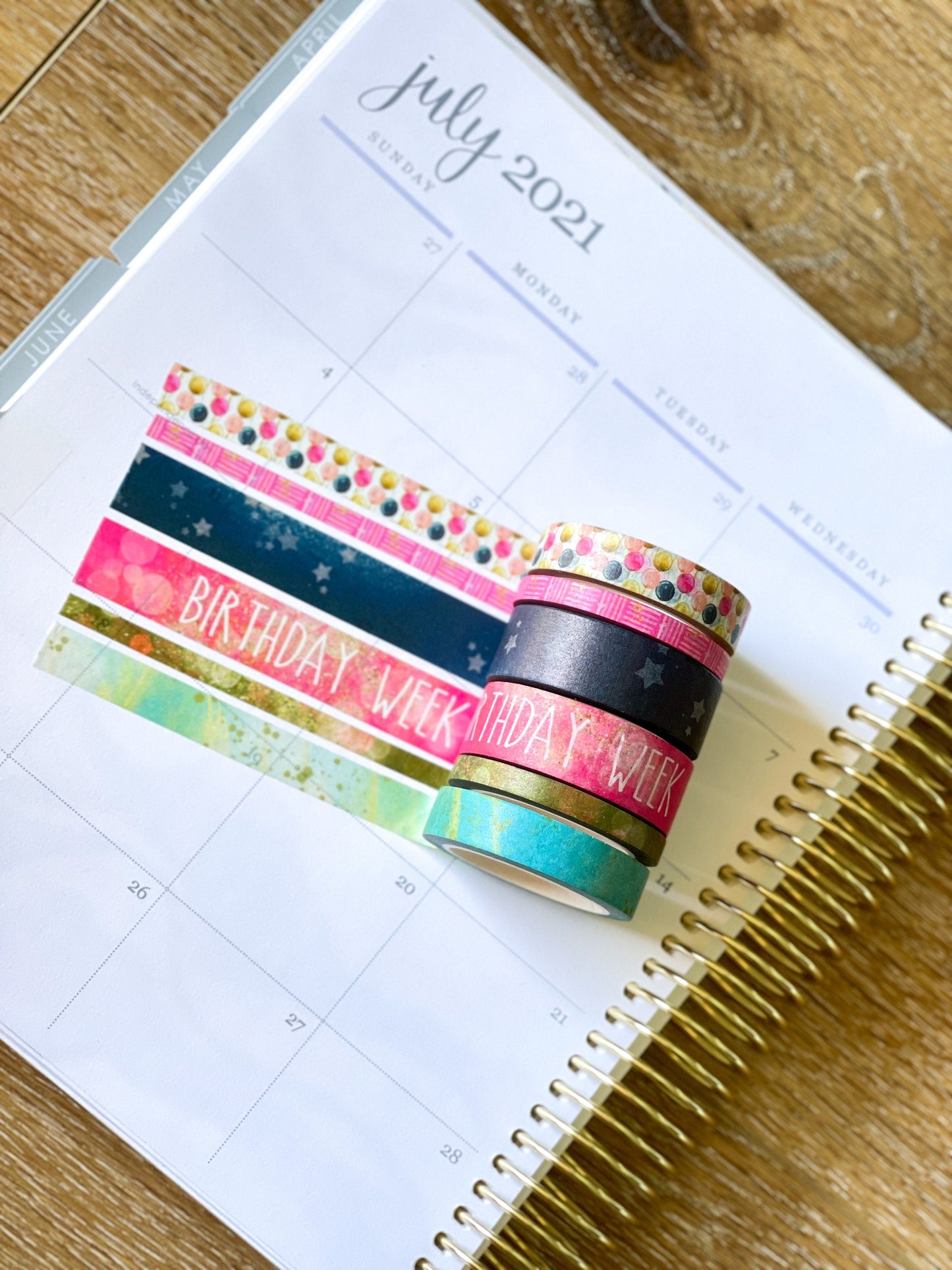 Birthday Week Navy & Pink Celebration Party Washi Tape Set (#W026)