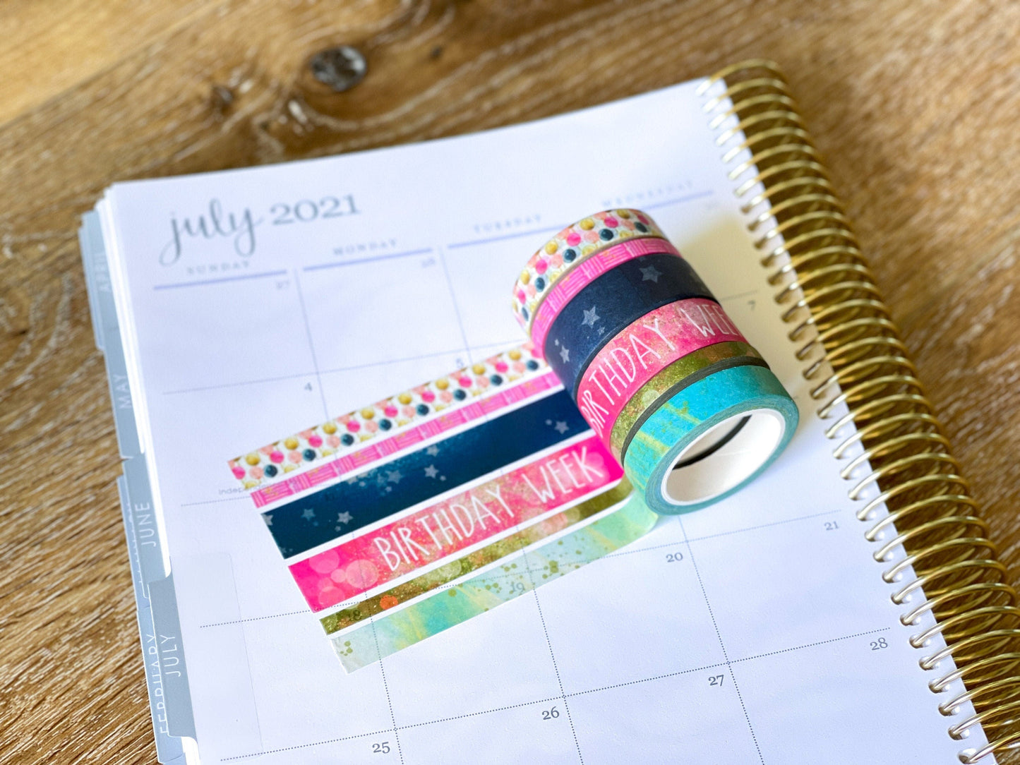 Birthday Week Navy & Pink Celebration Party Washi Tape Set (#W026)