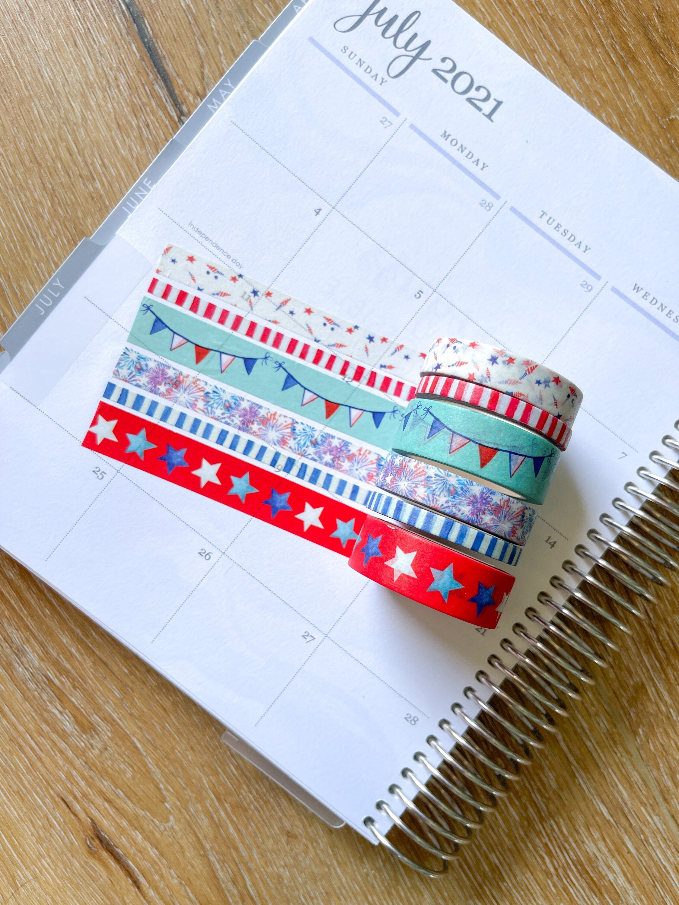 4th Of July Red White & Blue Star Stripes Washi Tape Set (#W025)