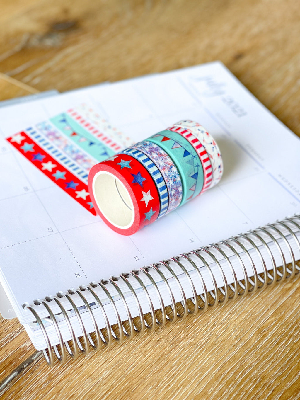 4th Of July Red White & Blue Star Stripes Washi Tape Set (#W025)