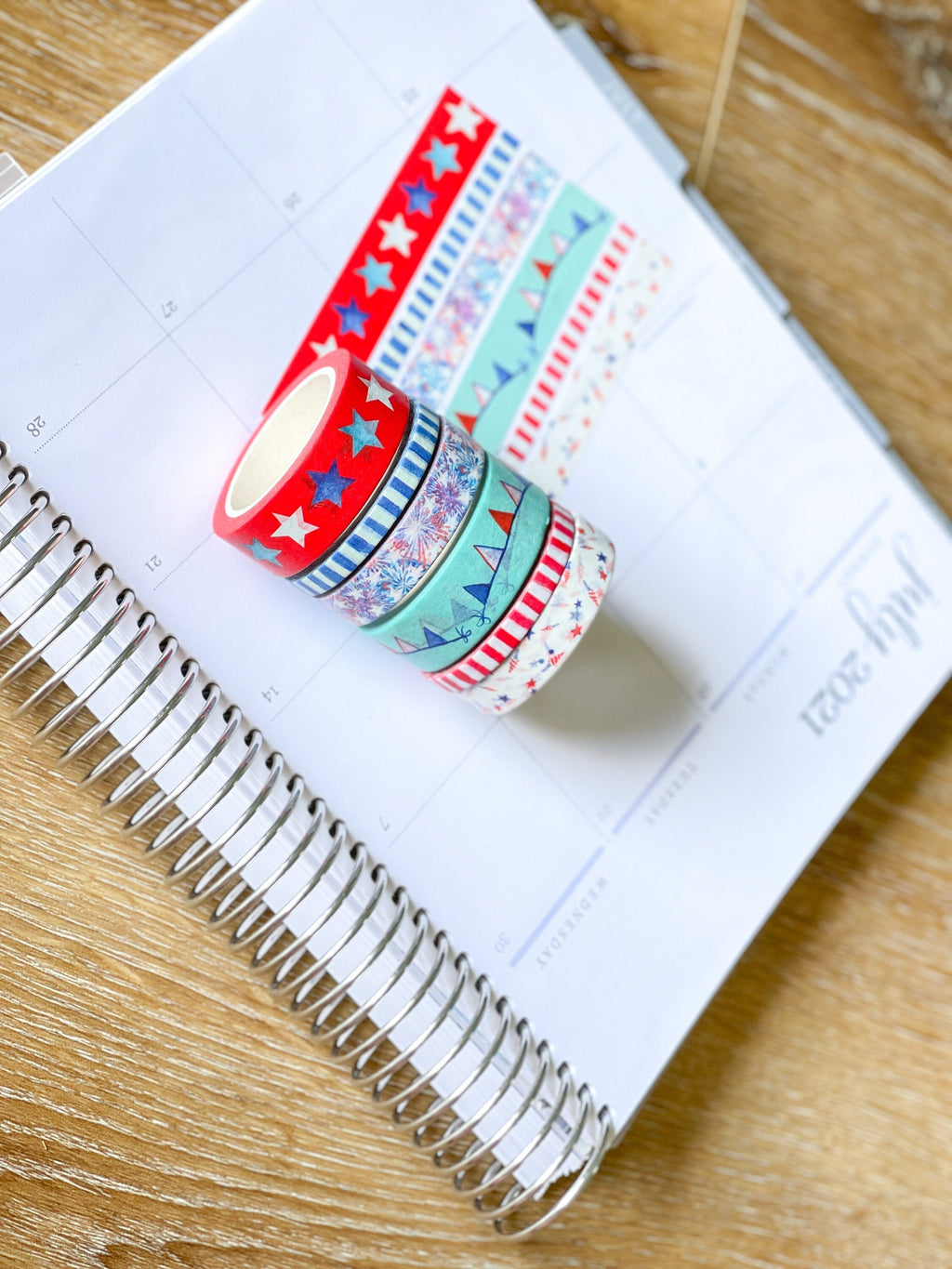 4th Of July Red White & Blue Star Stripes Washi Tape Set (#W025)