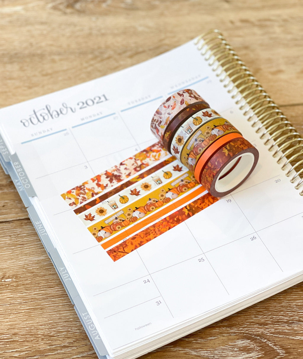 Autumn Leaves Pumpkin Farm Fall Colors Washi Tape Set (#W033)