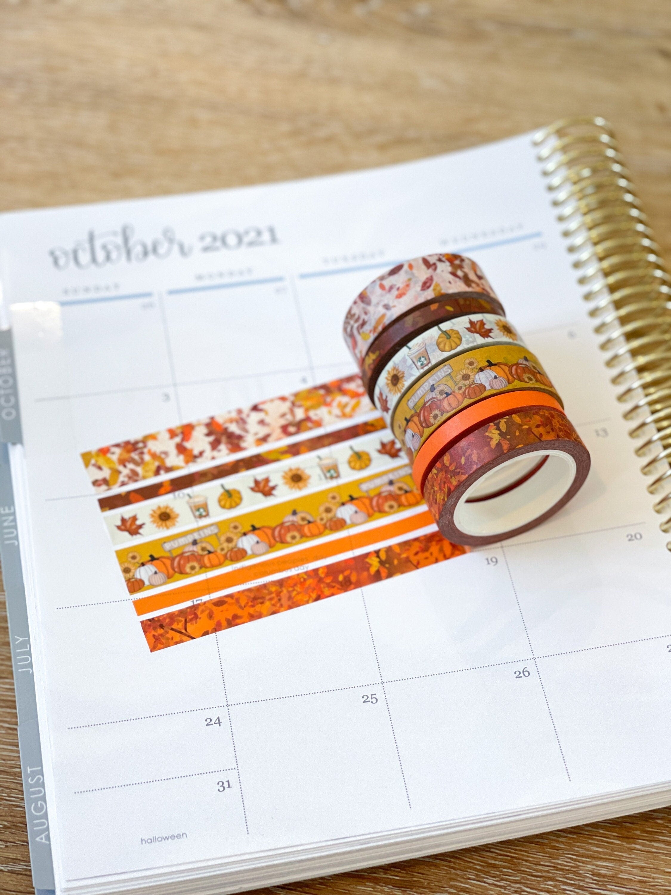 Autumn Leaves Pumpkin Farm Fall Colors Washi Tape Set (#W033)