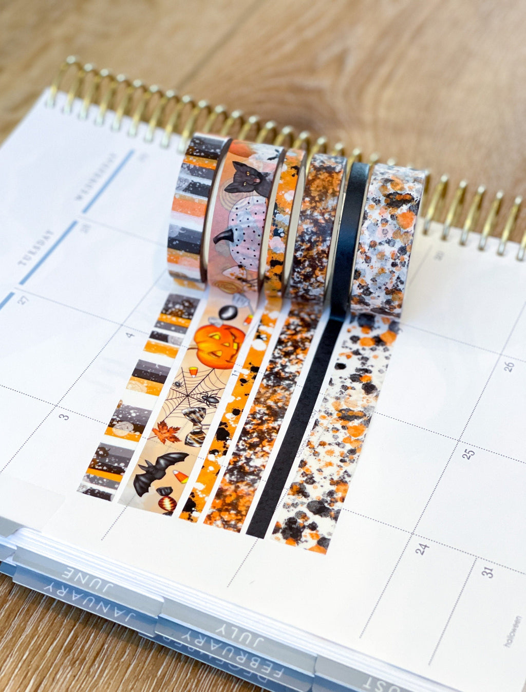 Halloween Black Orange Black Cat & Pumpkins Washi Tape Set (#W032)