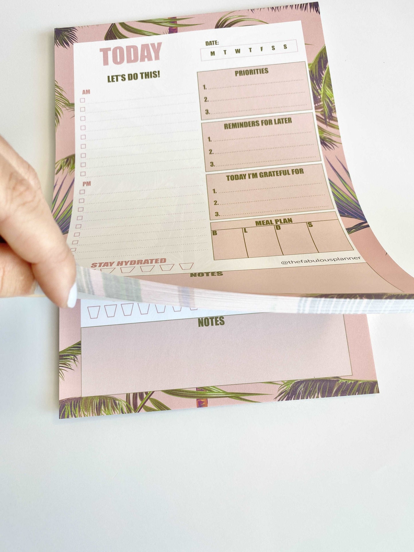 Beverly Hills Tropical Leaves Pink Daily Large Notepad