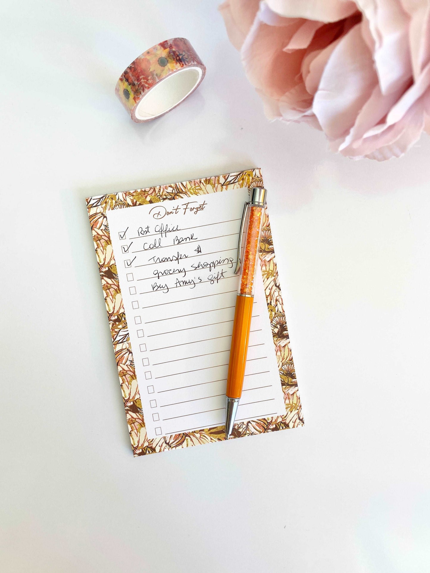 Autumn Fall Leaves Checklist Notepad Memo Sticky Notes
