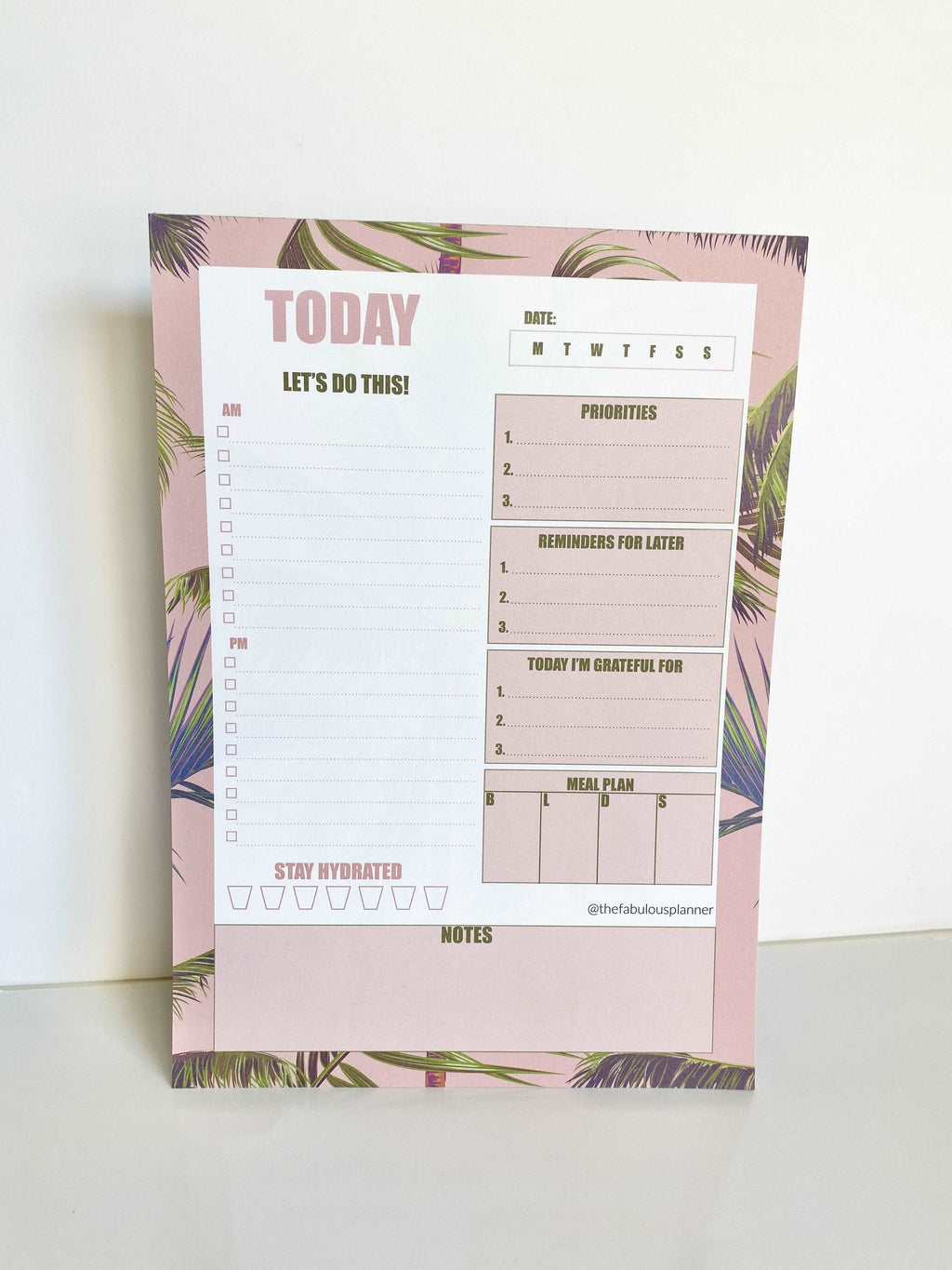 Beverly Hills Tropical Leaves Pink Daily Large Notepad