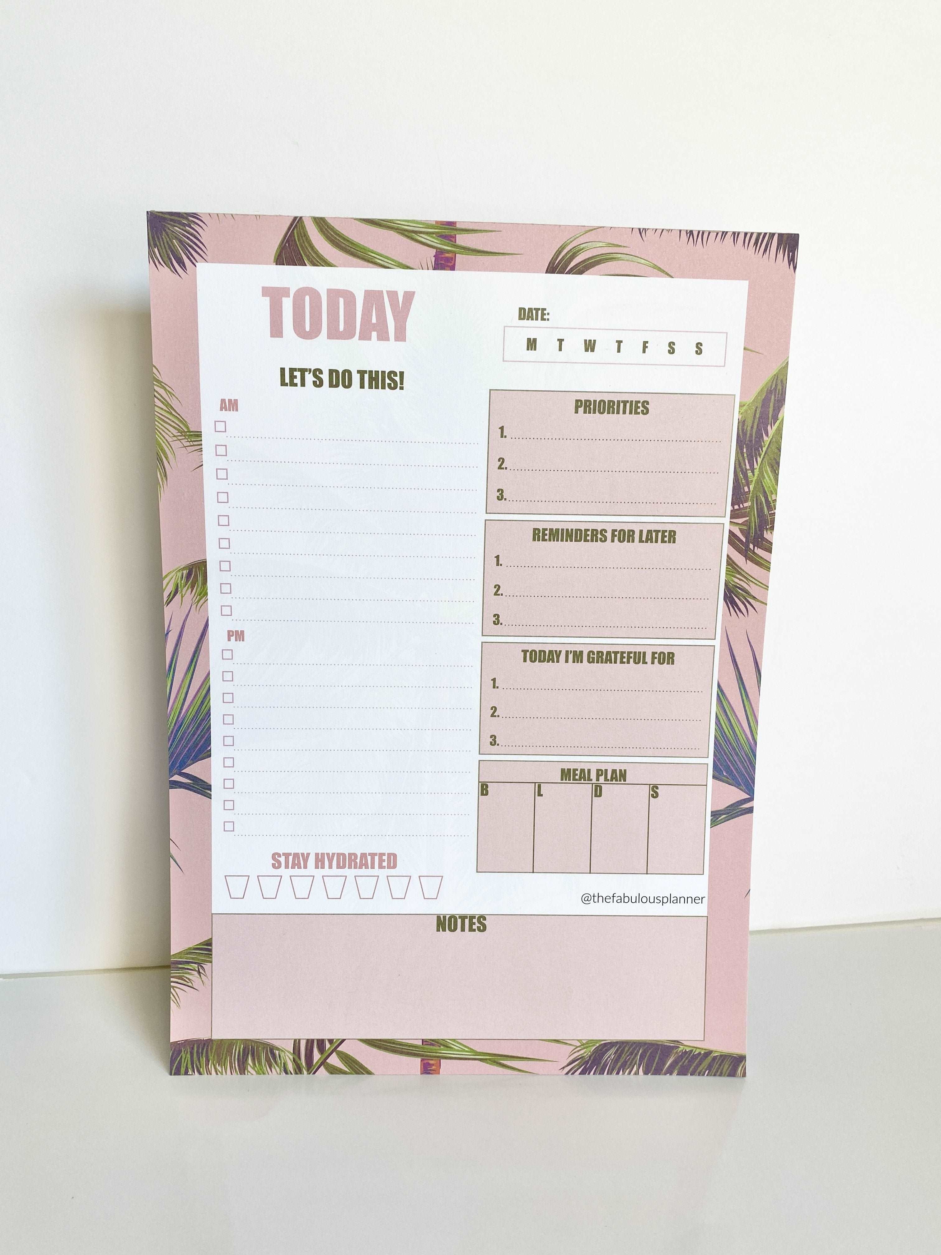 Beverly Hills Tropical Leaves Pink Daily Large Notepad