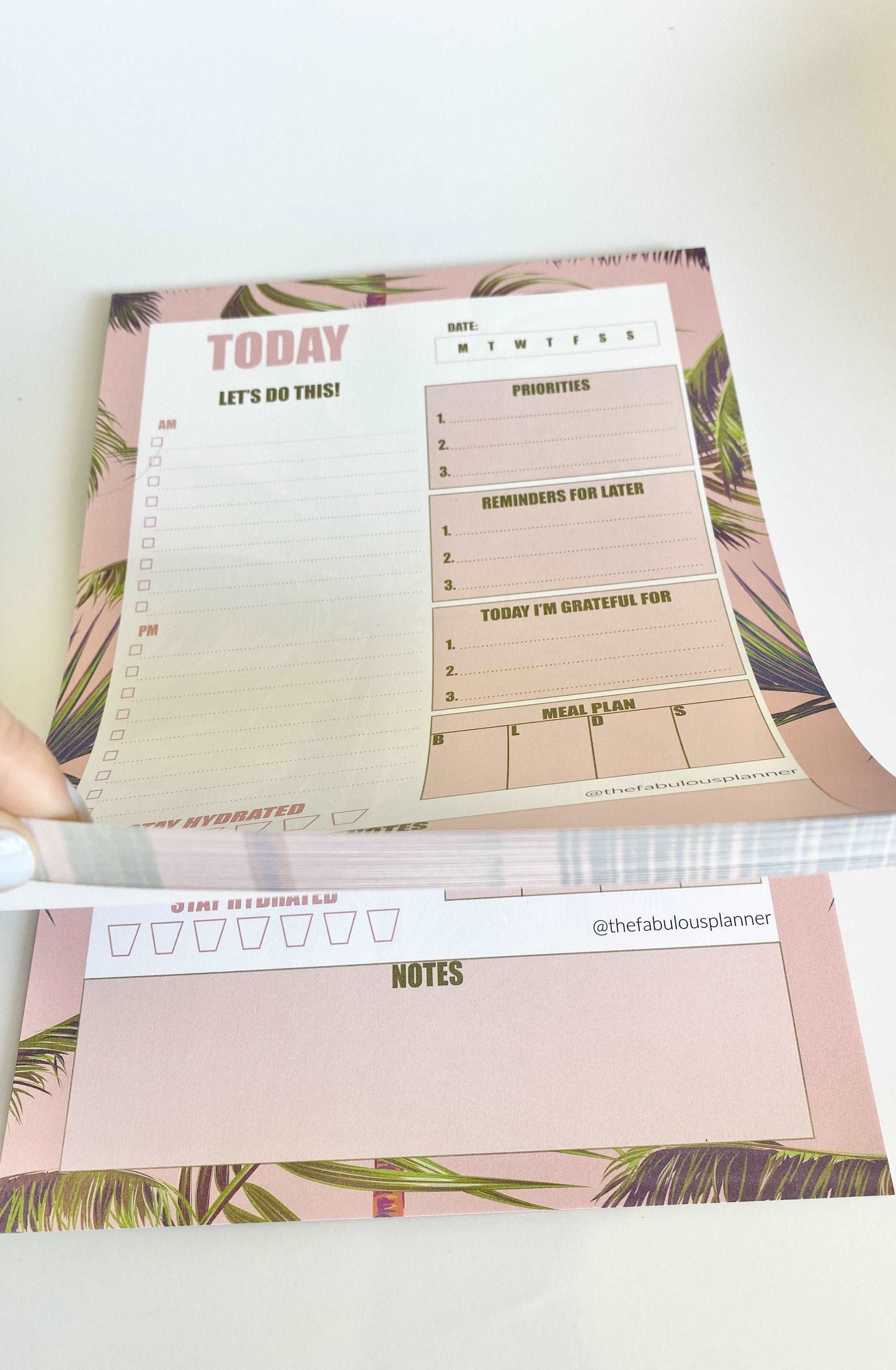 Beverly Hills Tropical Leaves Pink Daily Large Notepad