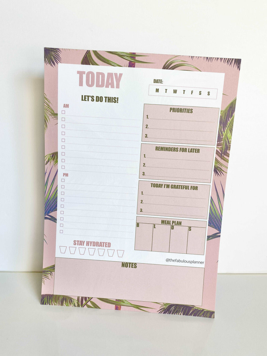 Beverly Hills Tropical Leaves Pink Daily Large Notepad