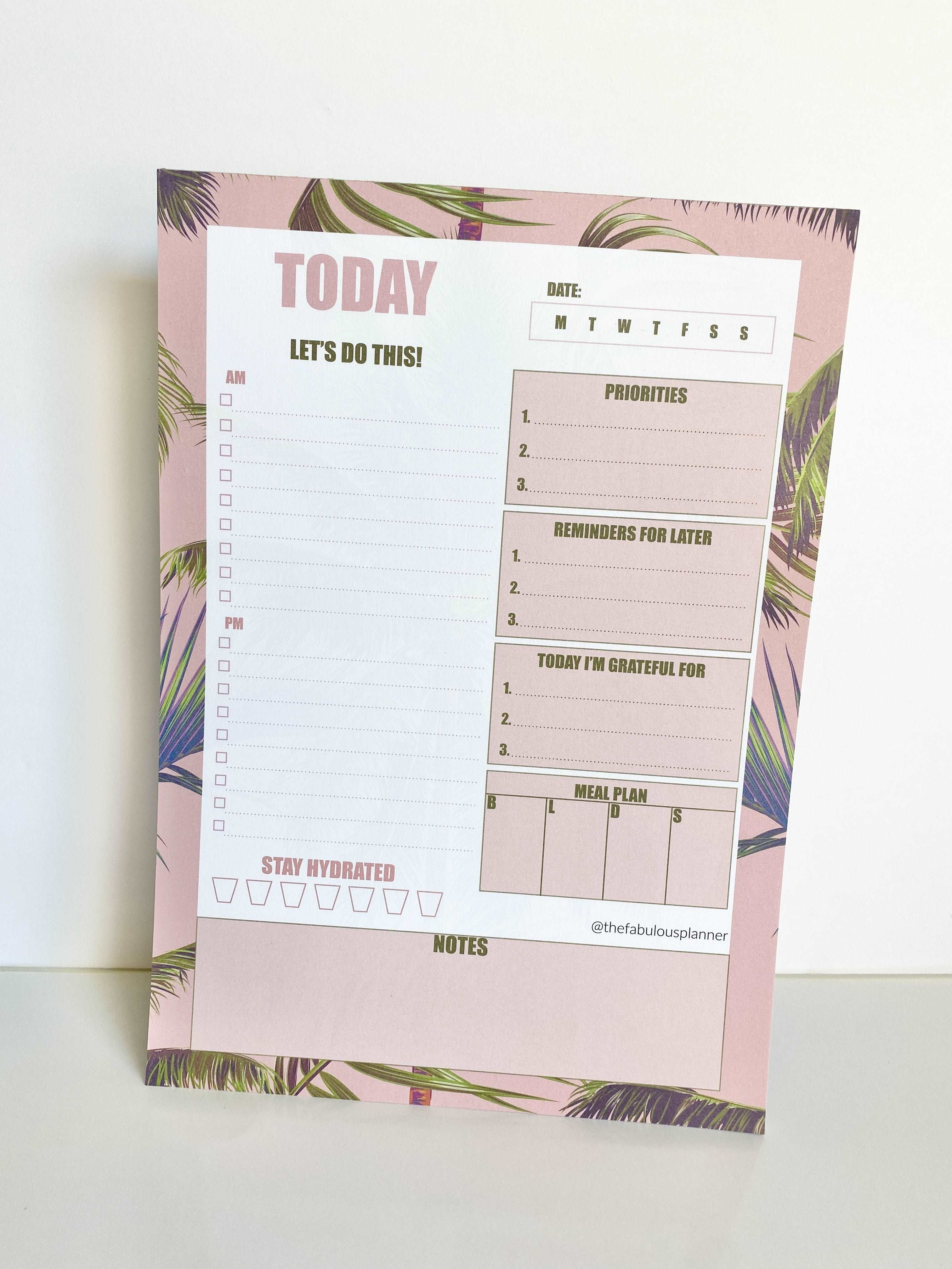 Beverly Hills Tropical Leaves Pink Daily Large Notepad