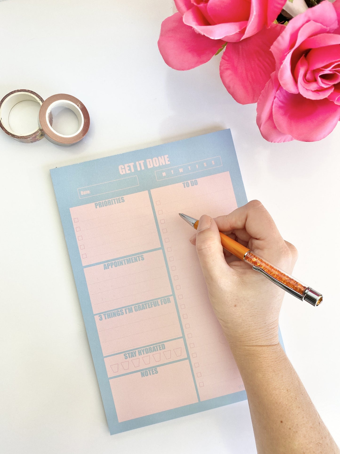 Blue & Pink Large Daily Notepad