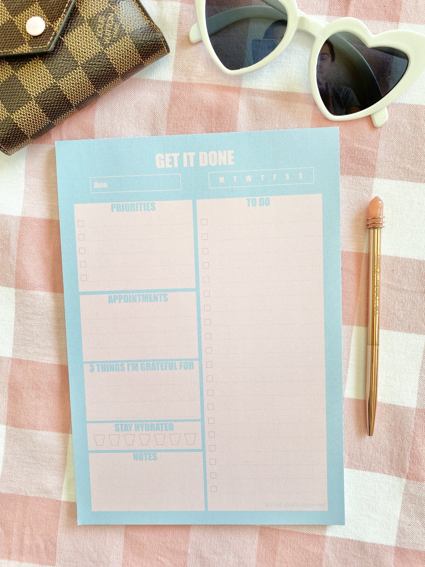 Blue & Pink Large Daily Notepad